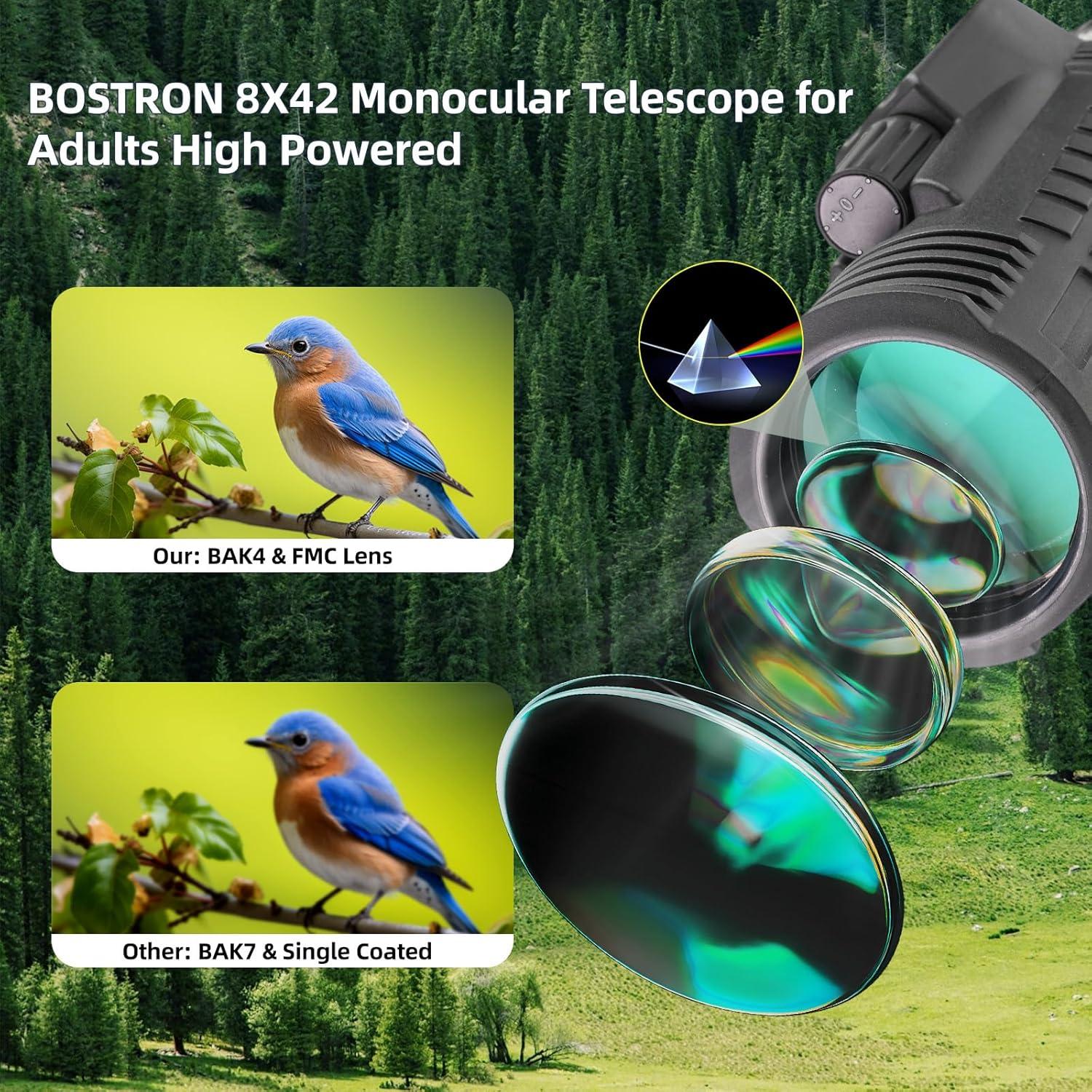 Telescopio Monocular BOSTRON 8X42 Impermeable con Brújula