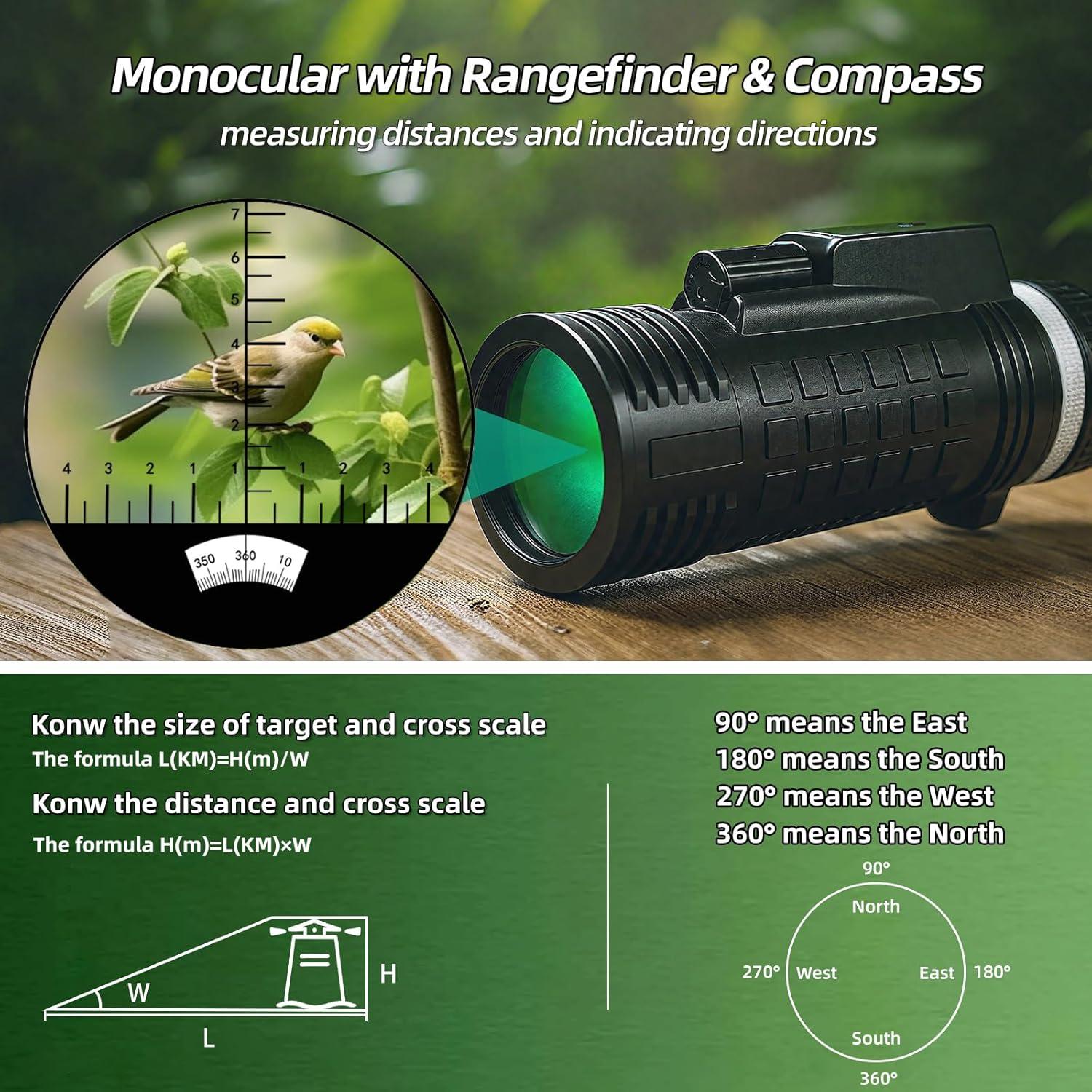 Telescopio Monocular BOSTRON 8X42 Impermeable con Brújula