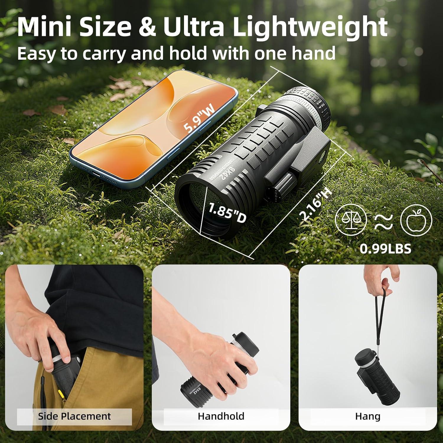 Telescopio Monocular BOSTRON 8X42 Impermeable con Brújula