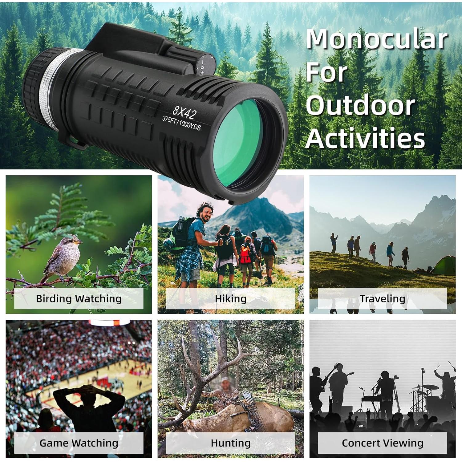 Telescopio Monocular BOSTRON 8X42 Impermeable con Brújula