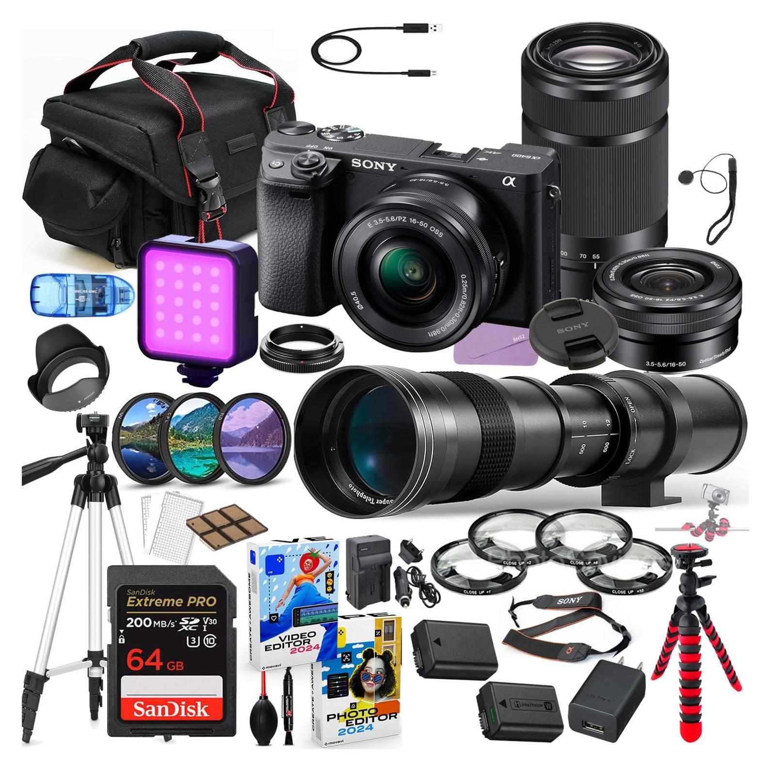 Cámara Sin Espejo Sony a6400 + Lentes 16-50mm y 55-210mm