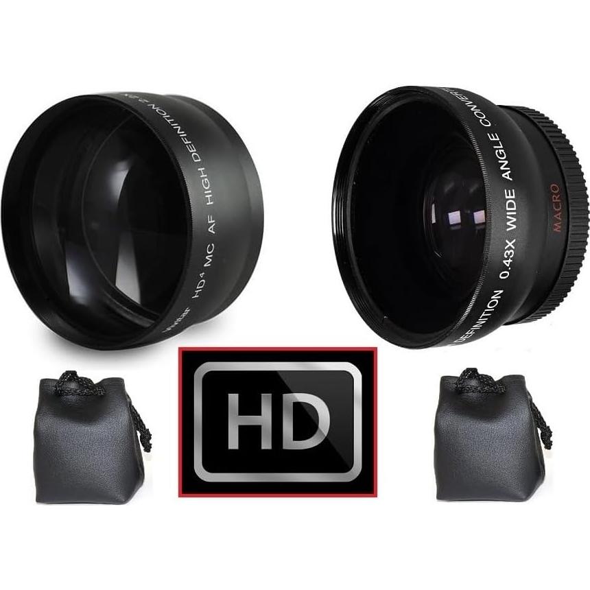 Juego de Lentes HD Gran Angular 0.43x y Telefoto 2.2x para JVC