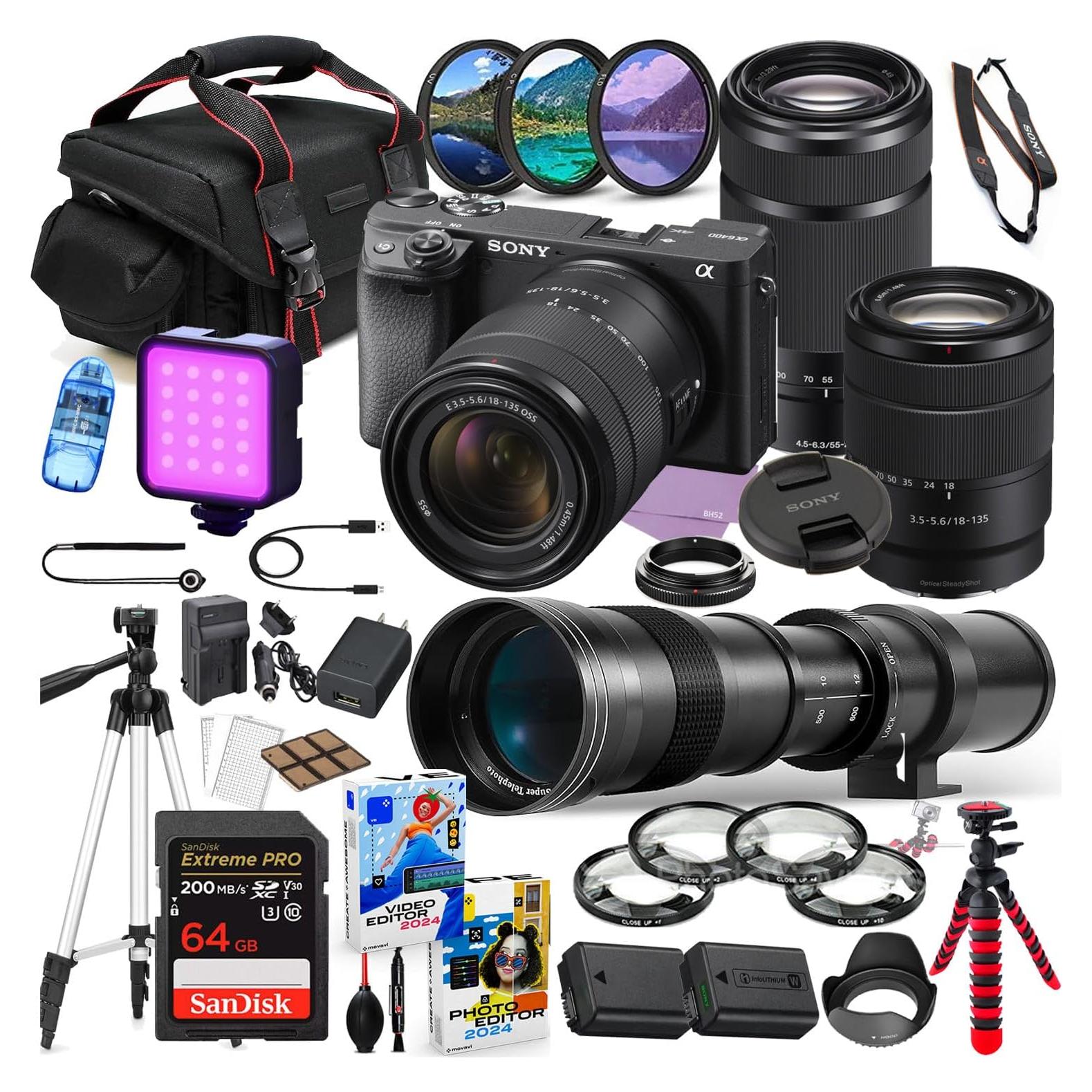 Cámara Sin Espejo Sony a6400 + Lentes 18-135mm y 55-210mm