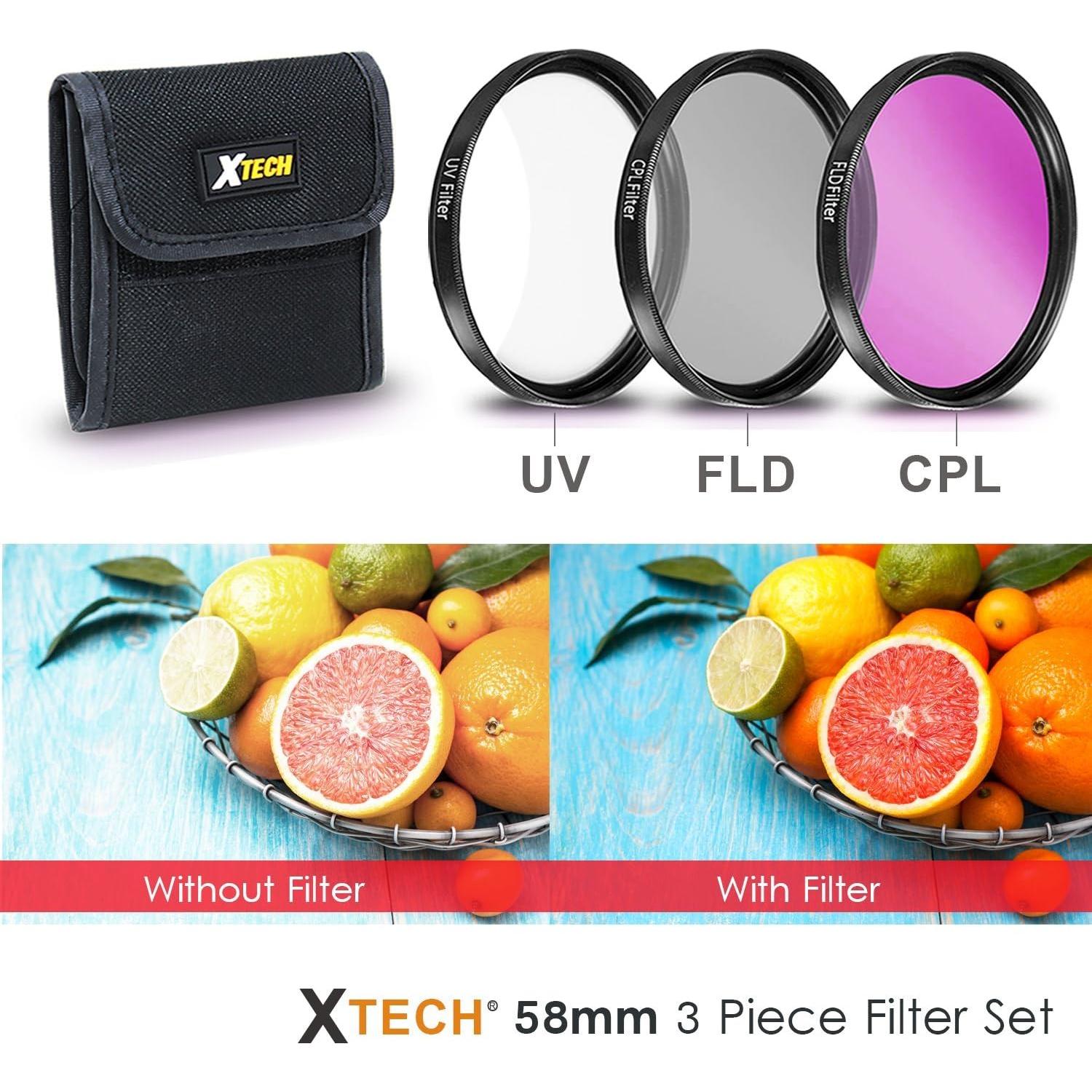 Kit de Accesorios de Lente 58mm Xtech para Canon DSLR