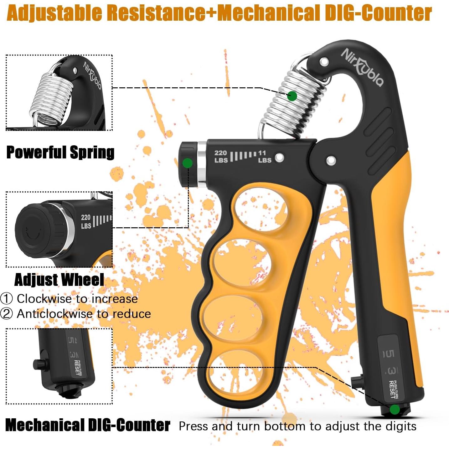 Entrenador de Fuerza de Agarre Nirxubla 11-100 kg con Contador