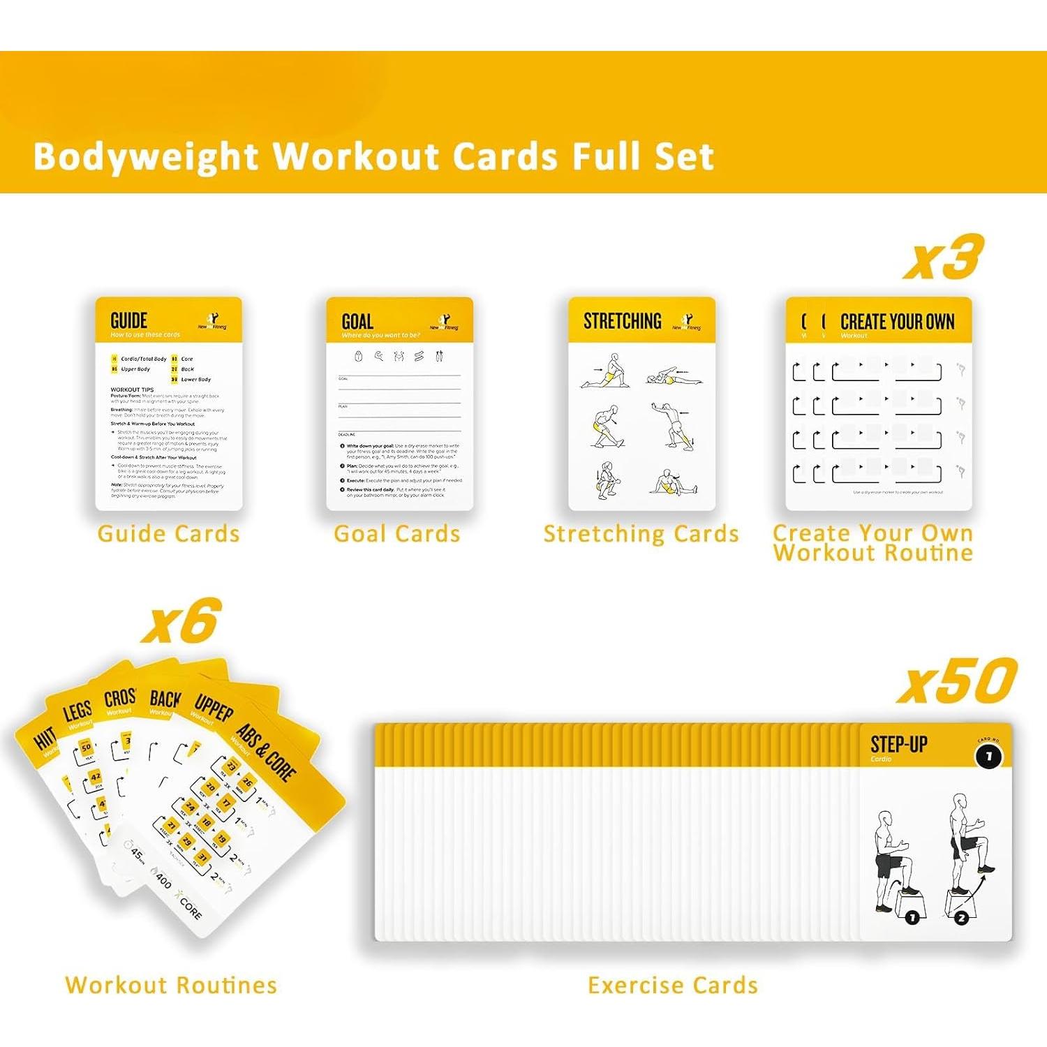 Tarjetas de Ejercicio ELAORY 62 Piezas Fitness en Casa