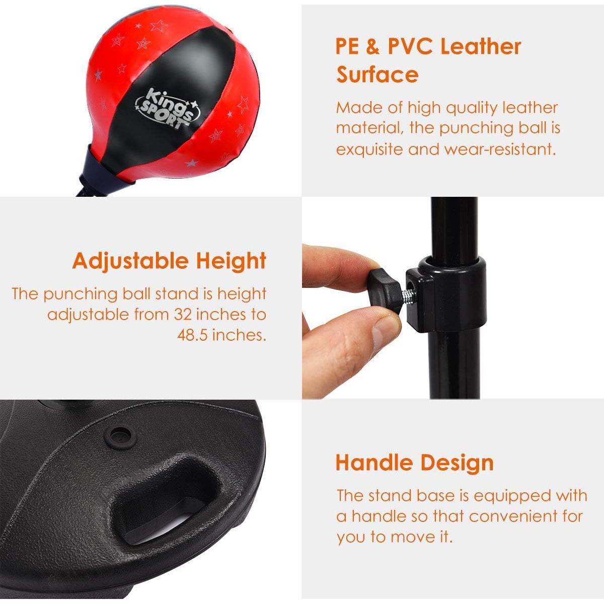 Saco de Boxeo para Niños Costzon 123 cm Ajustable con Guantes