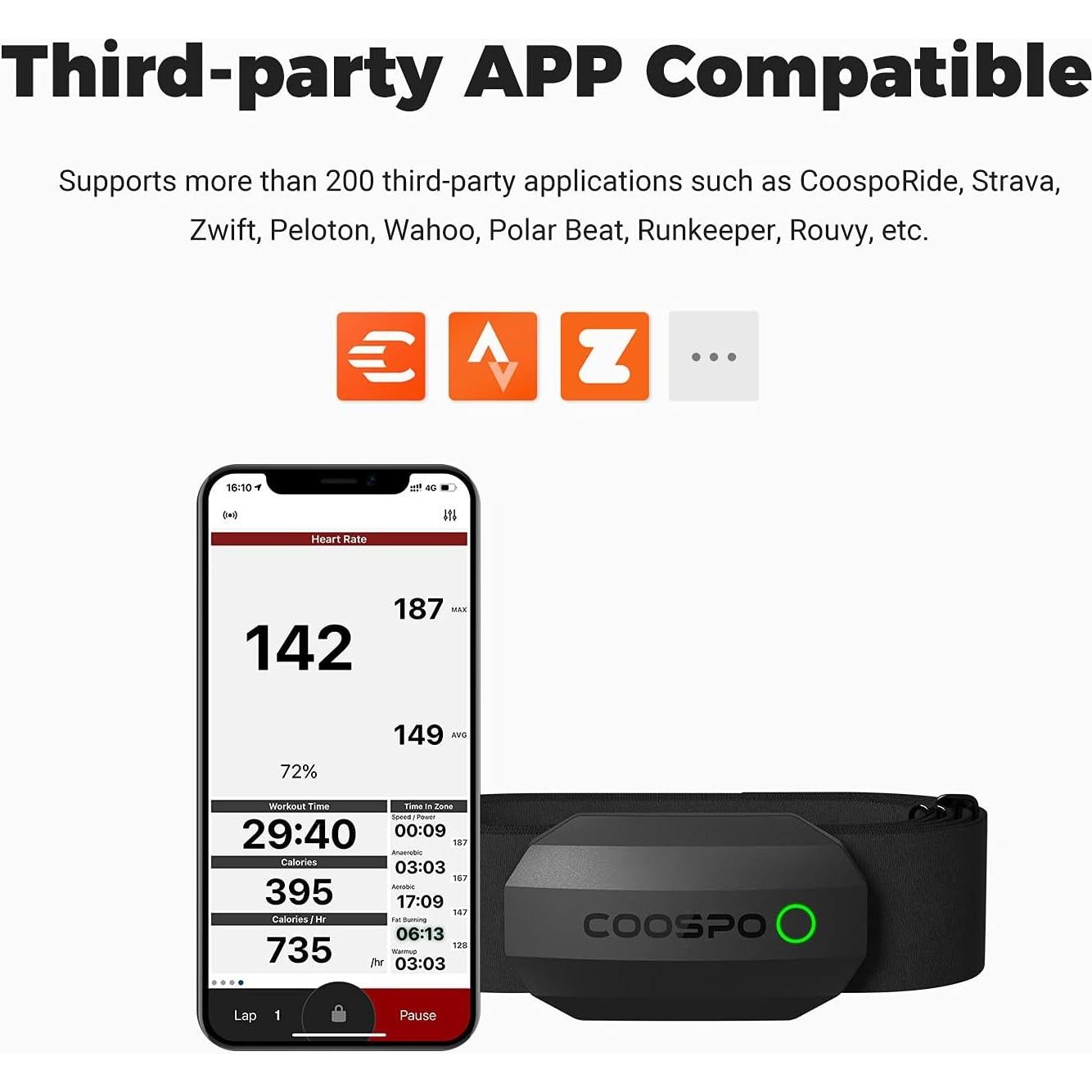 Monitor de Frecuencia Cardíaca Bluetooth CooSpo H808S IP67