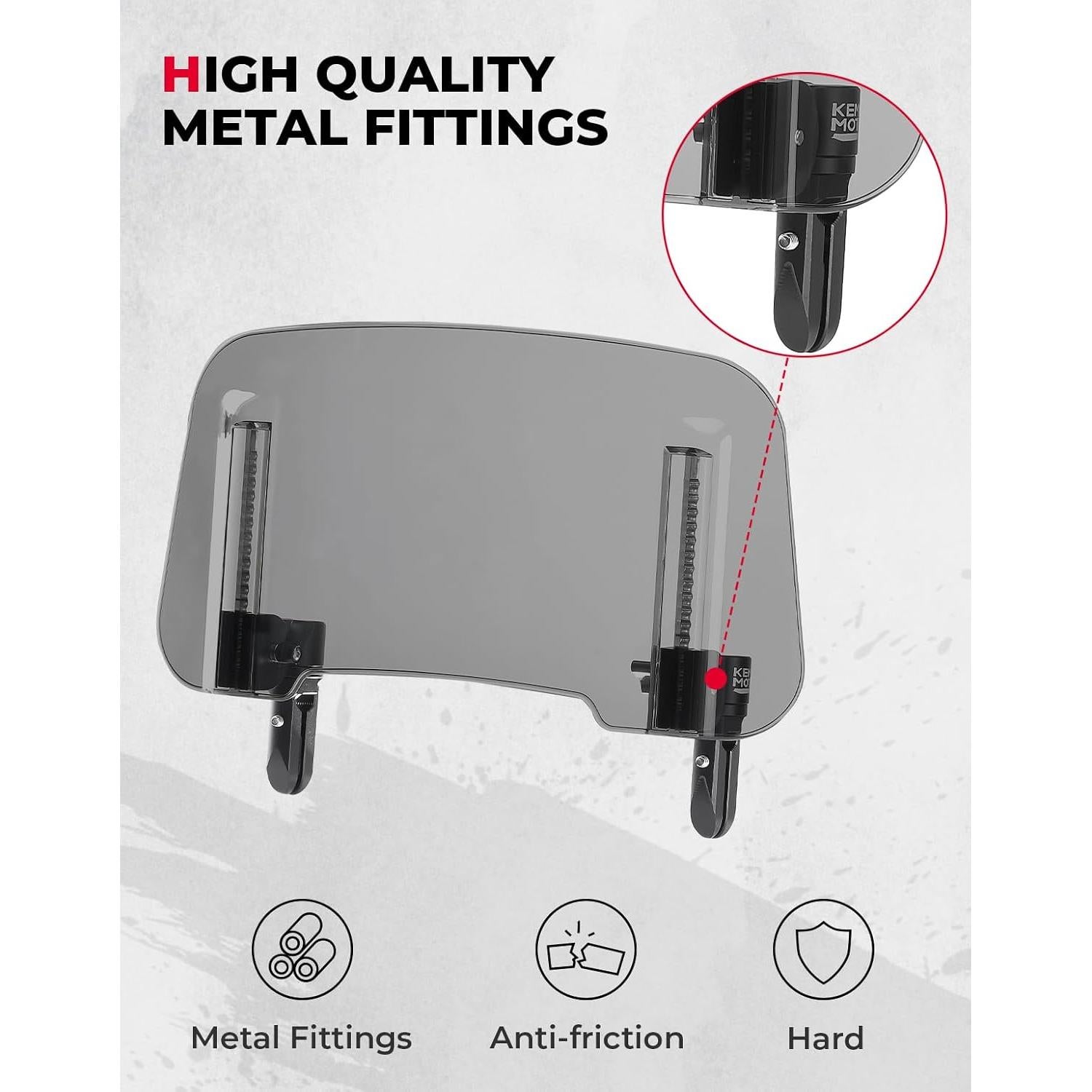 KEMIMOTO Parabrisas de Motocicleta Ajustable de Aluminio Gris Humo