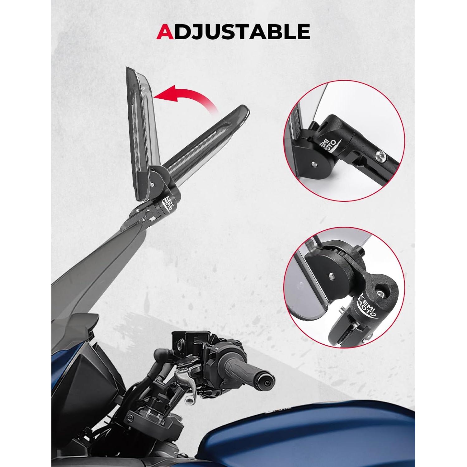 KEMIMOTO Parabrisas de Motocicleta Ajustable de Aluminio Gris Humo