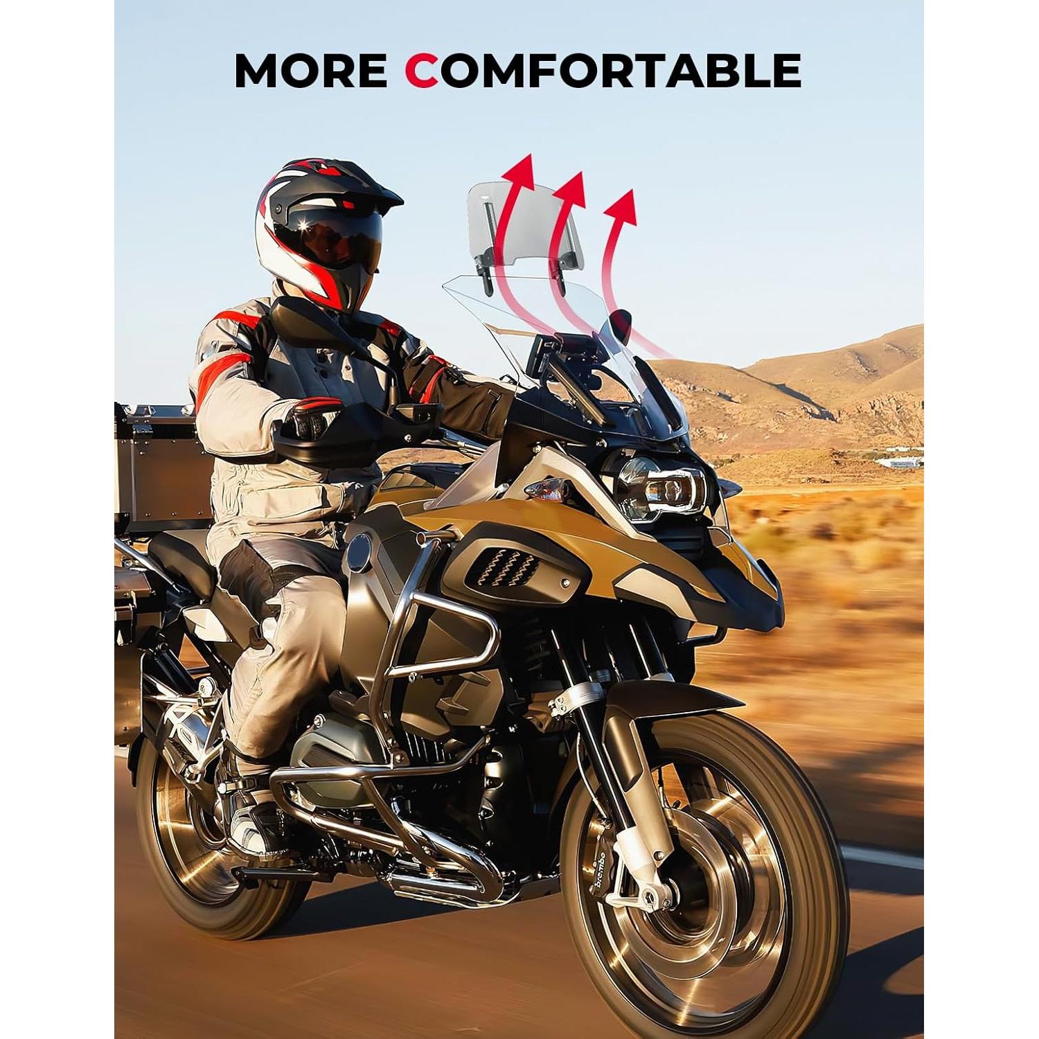 KEMIMOTO Parabrisas de Motocicleta Ajustable de Aluminio Gris Humo