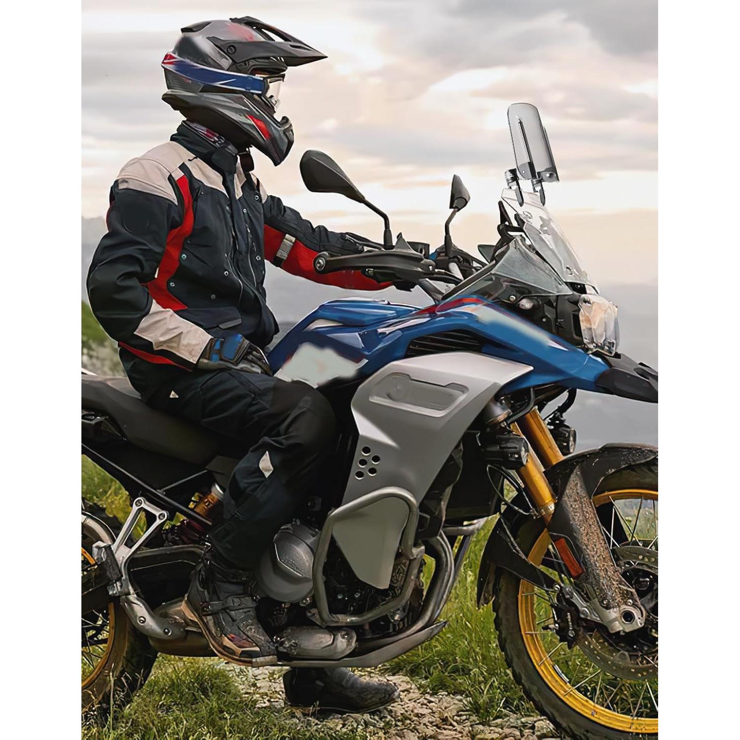 KEMIMOTO Parabrisas de Motocicleta Ajustable de Aluminio Gris Humo