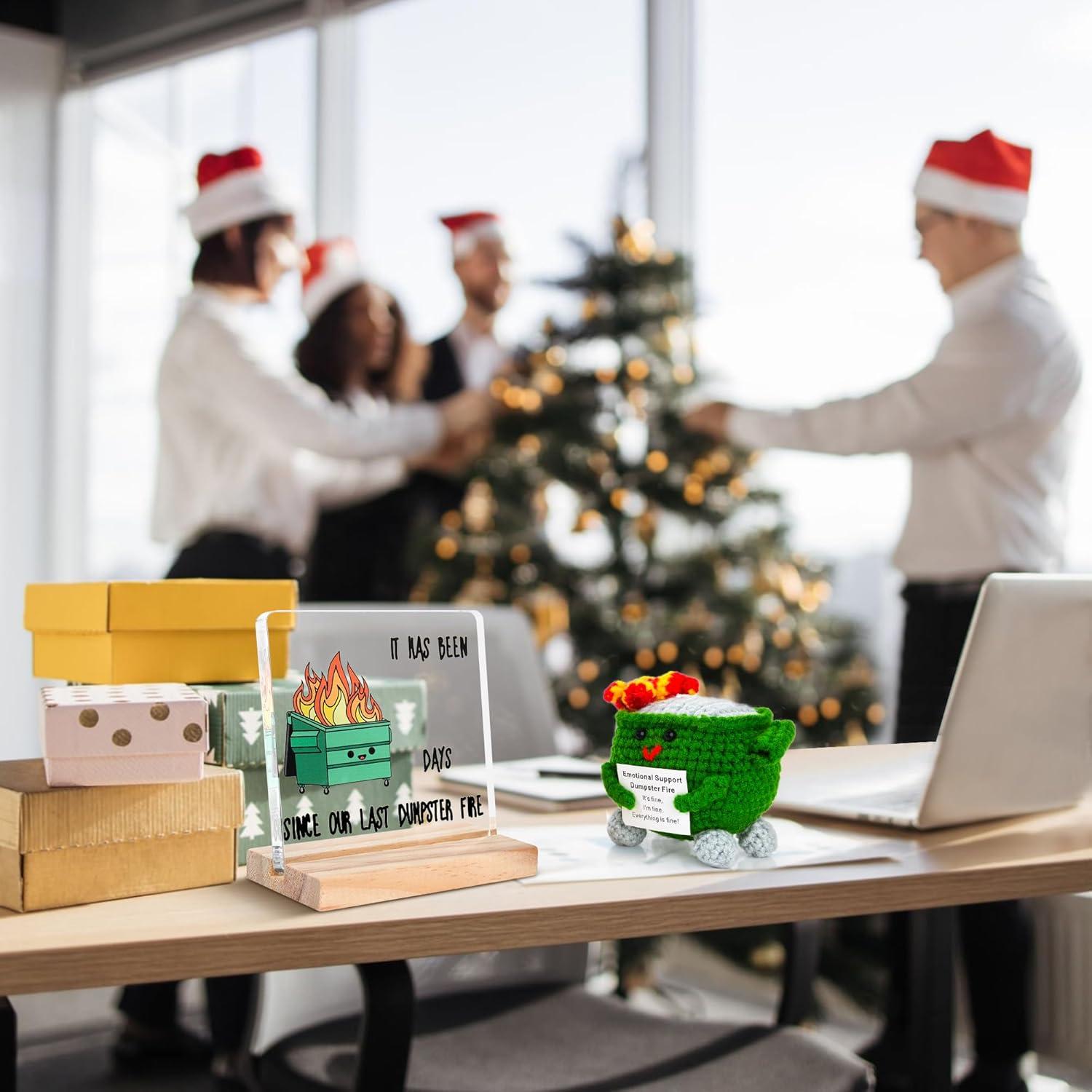 Conjunto de Decoración de Escritorio Verde CAREMORA con Fuego de Basura