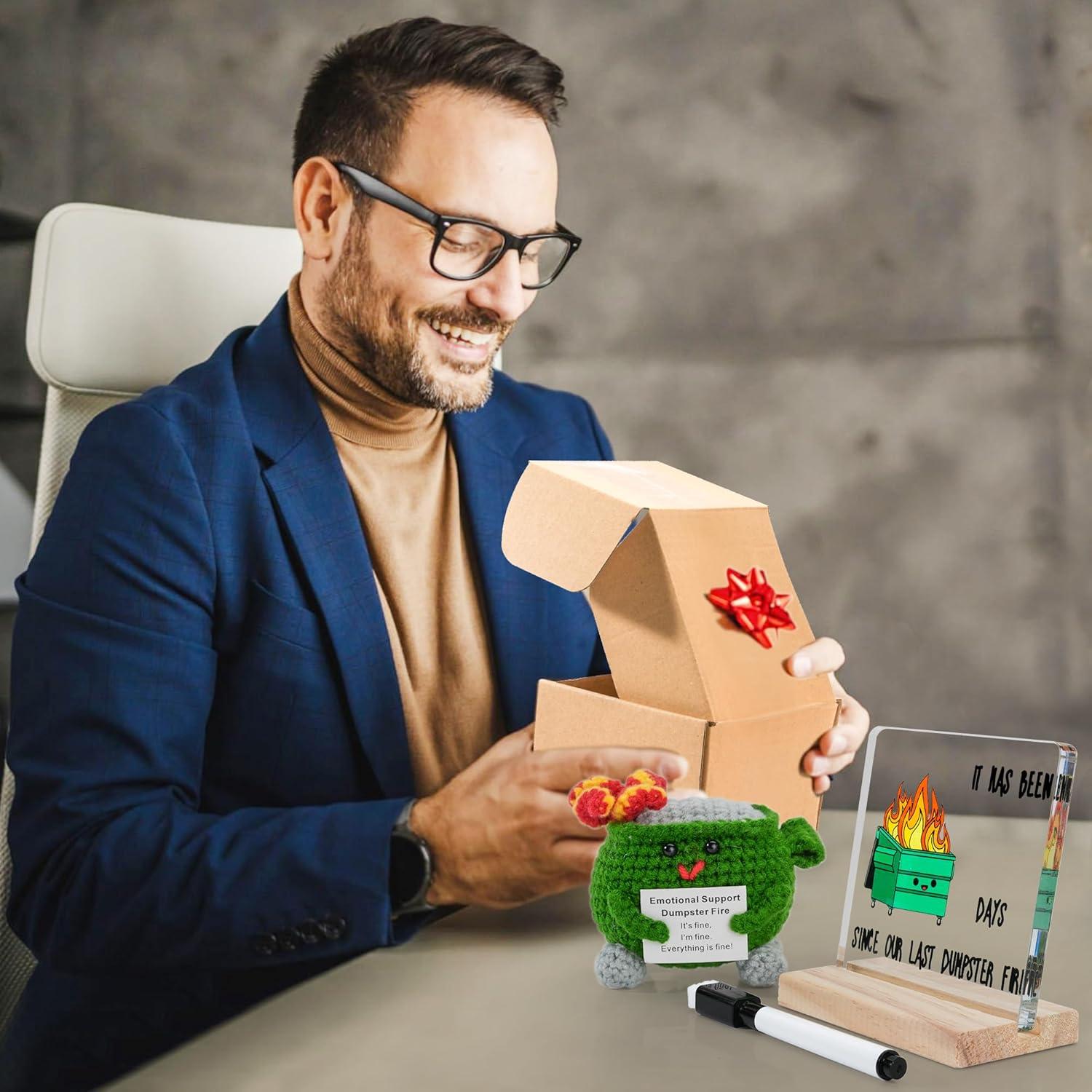 Conjunto de Decoración de Escritorio Verde CAREMORA con Fuego de Basura