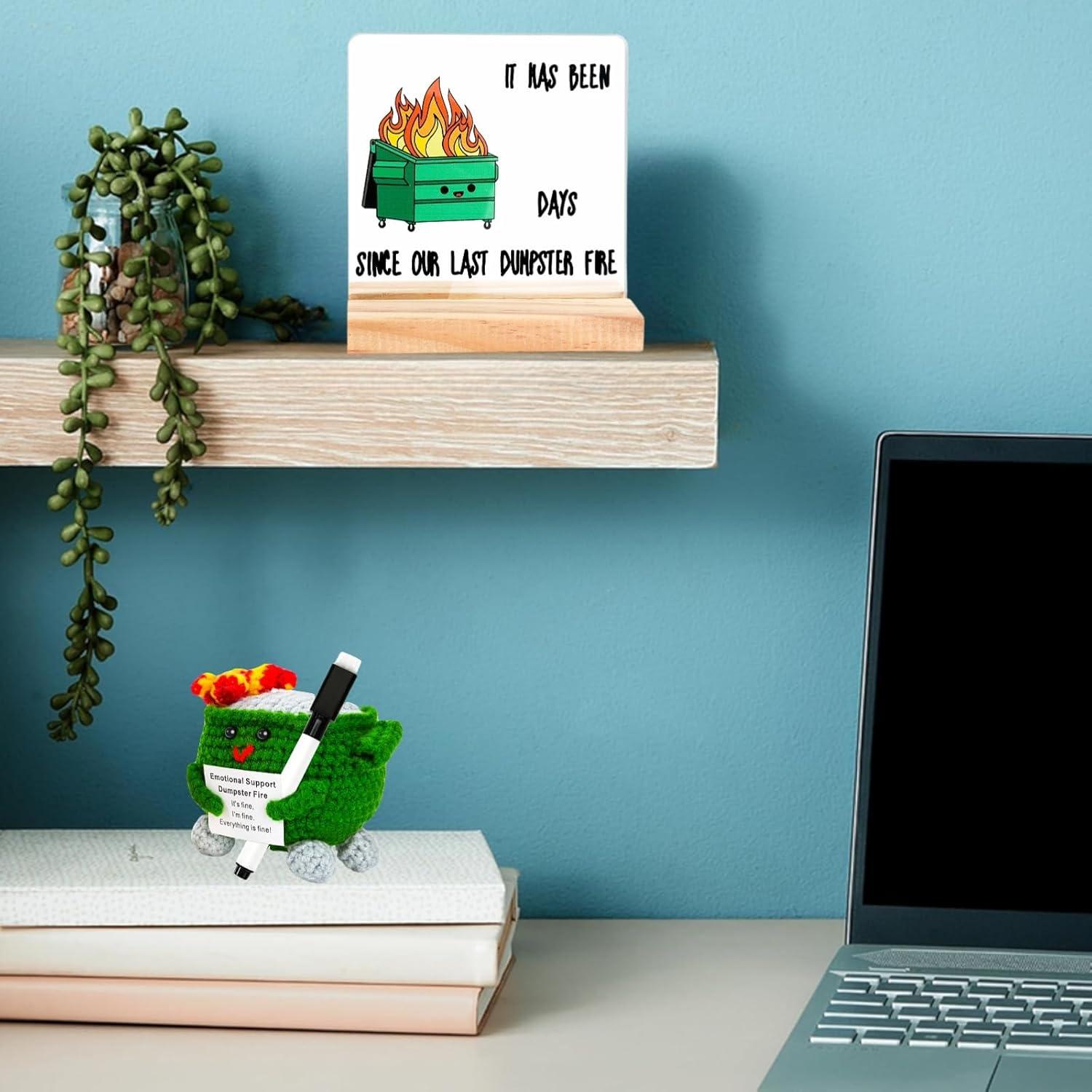 Conjunto de Decoración de Escritorio Verde CAREMORA con Fuego de Basura