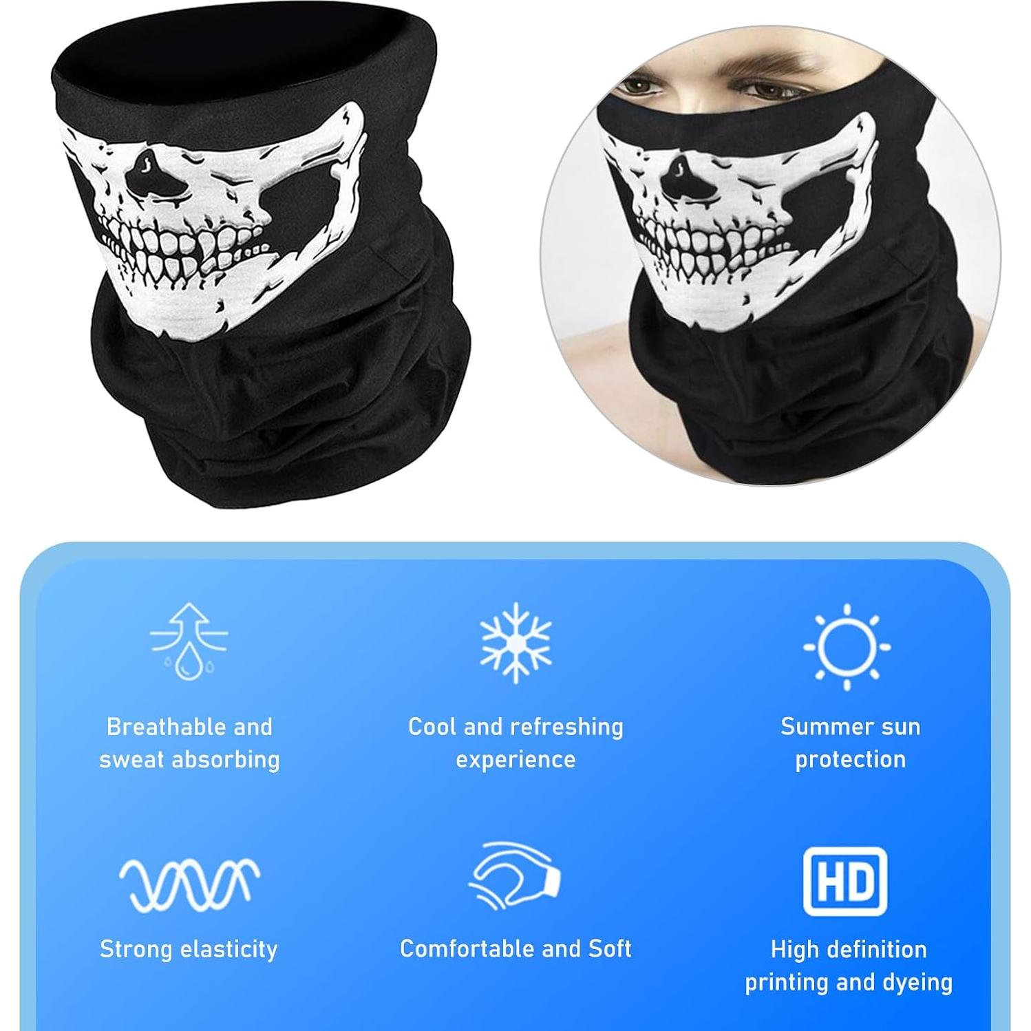 3 Piezas Tubo de Cuello DYEKNEE Negro Calavera Transpirable