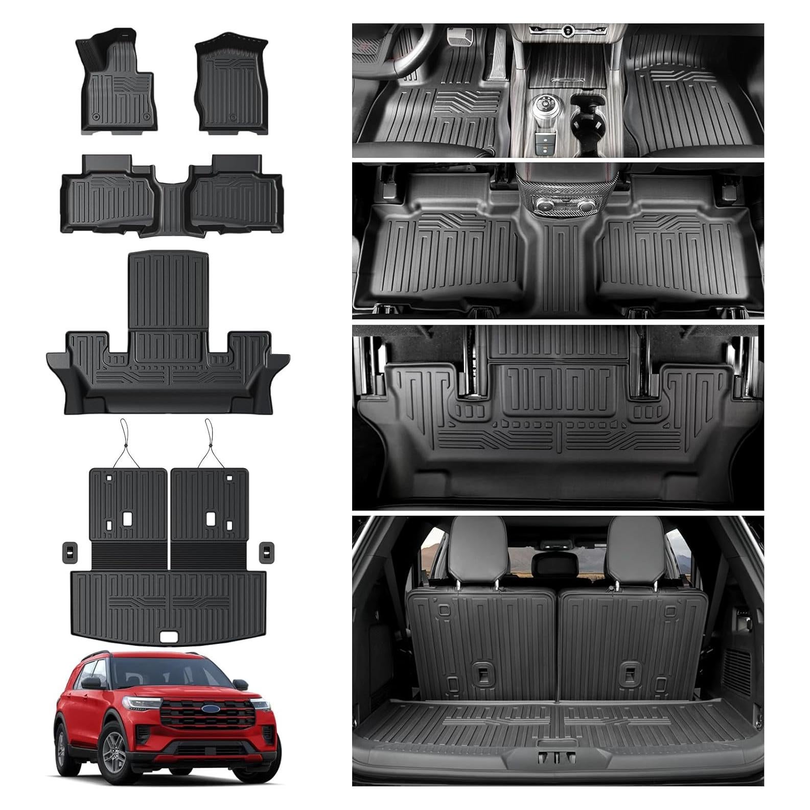 Alfombrillas HOUCLEMIC para Ford Explorer 2020-2025 TPE 6 asientos