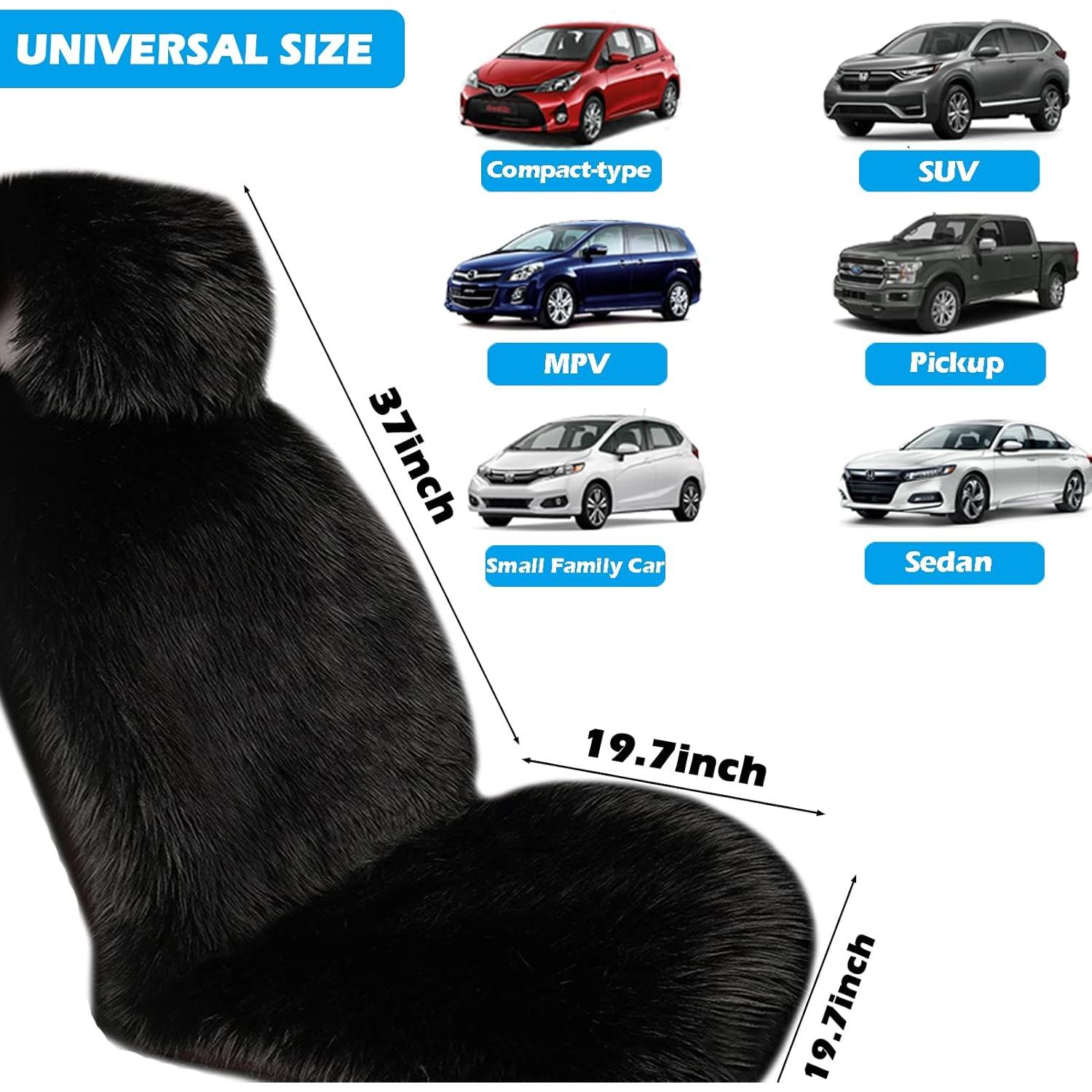 Cubierta de Asiento de Piel de Oveja Big Ant - Ajuste Universal, Negro