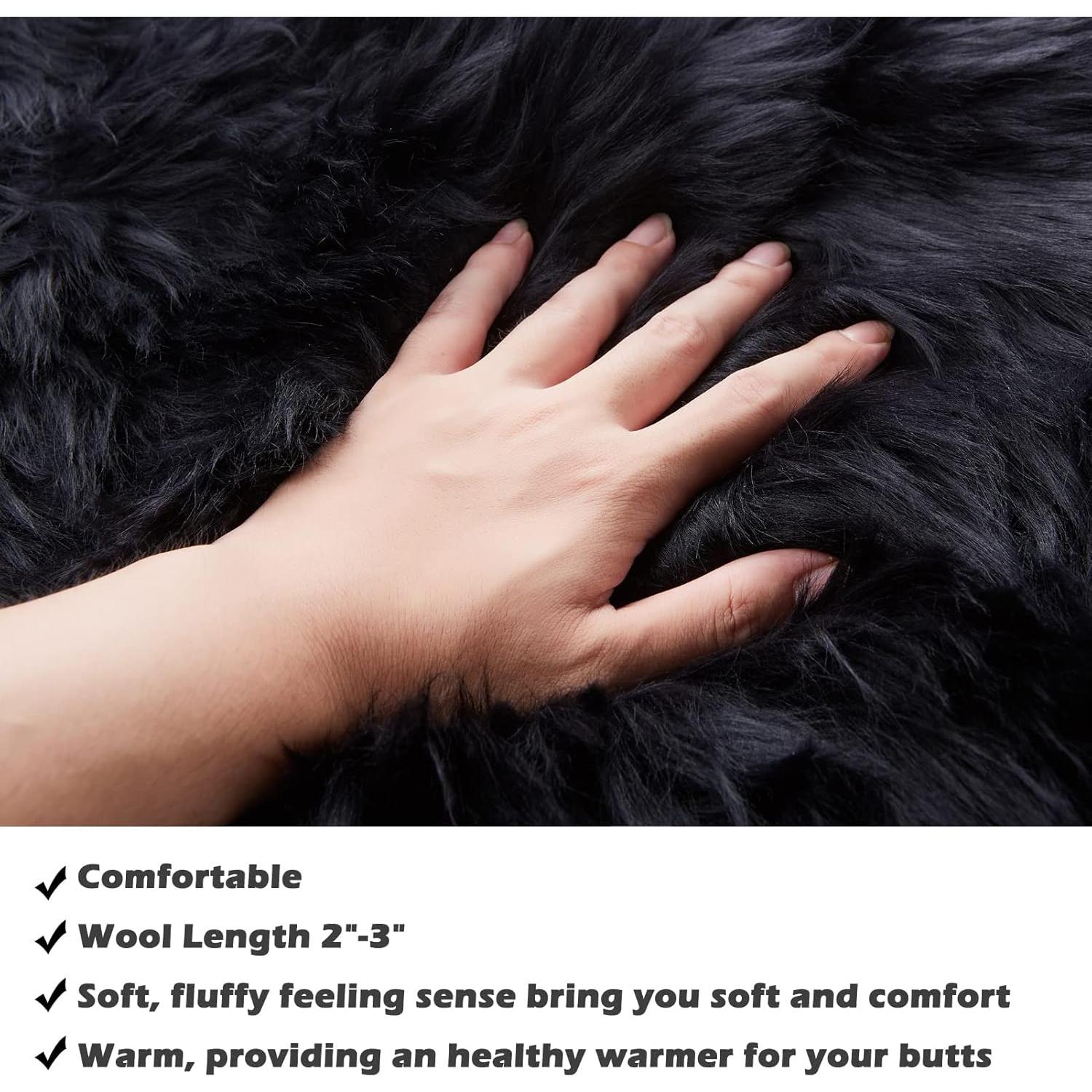 Cubierta de Asiento de Piel de Oveja Big Ant - Ajuste Universal, Negro