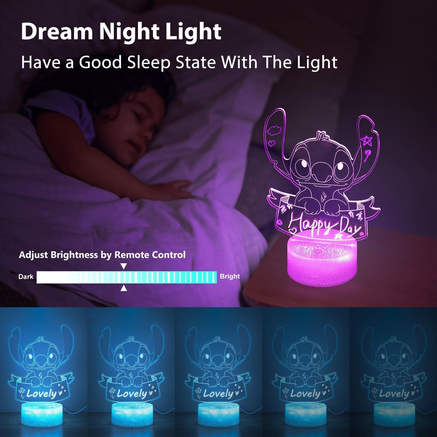 Luz Nocturna 3D Personalizada Hoofun con Control Remoto 16 Colores