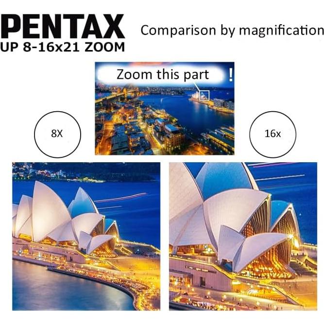 Binoculares Pentax UP 8-16x21 Negro - Compactos y Duraderos