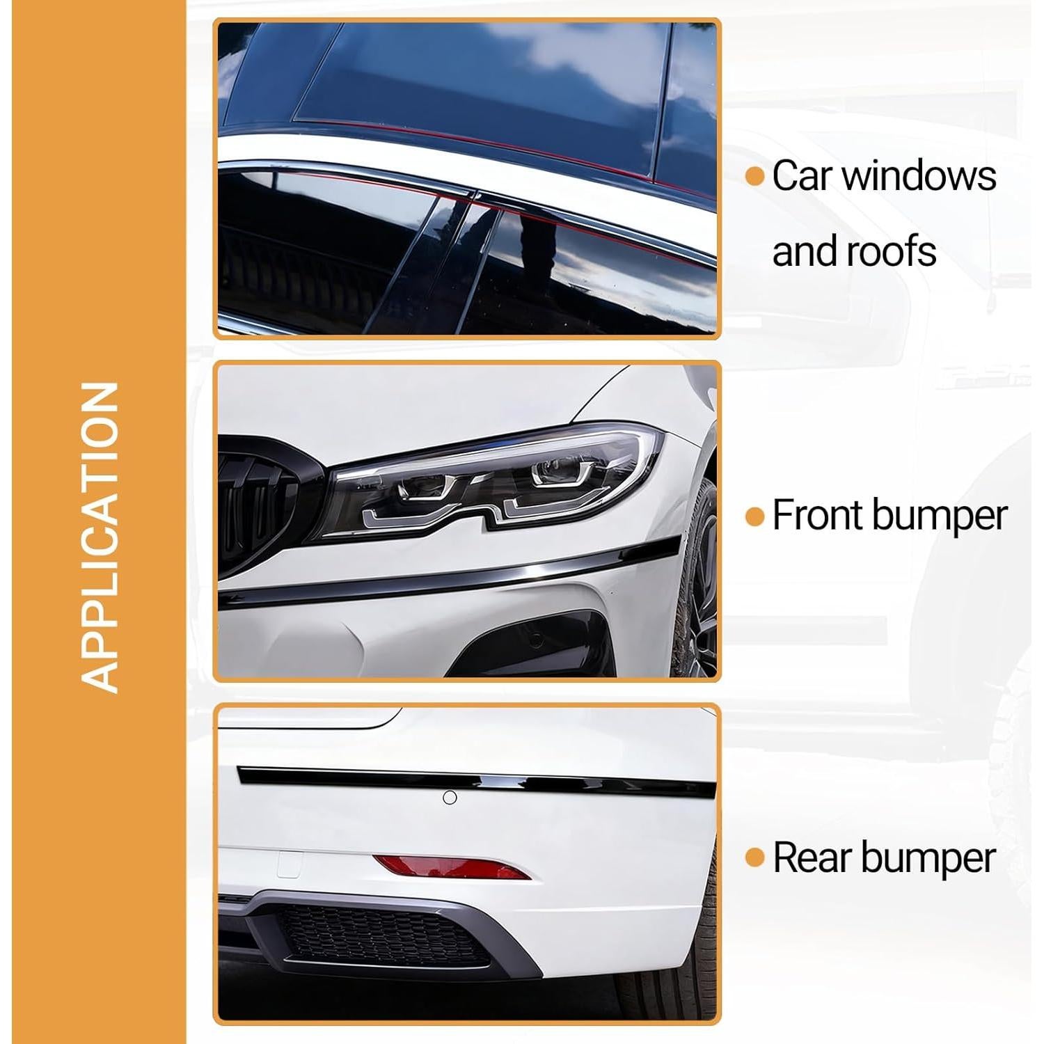 Moldura Lateral Automotriz PACIXU Negra Brillante 2.54cm x 6.1m