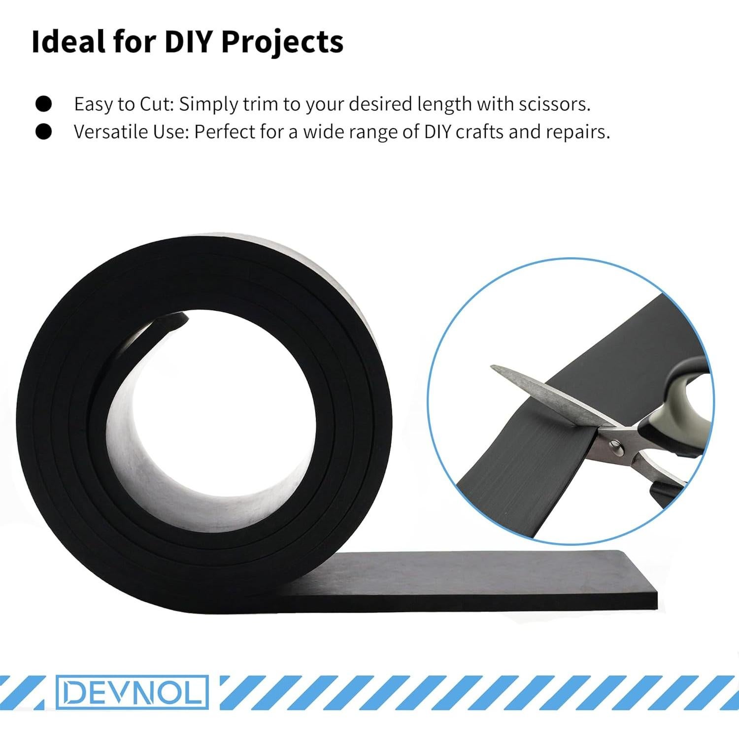 Tira de Caucho Neopreno DEVNOL 1.27cm x 5.08cm x 1.52m