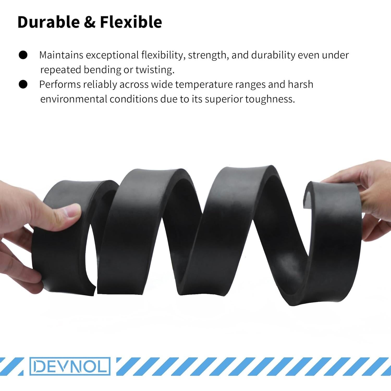 Tira de Caucho Neopreno DEVNOL 1.27cm x 5.08cm x 1.52m