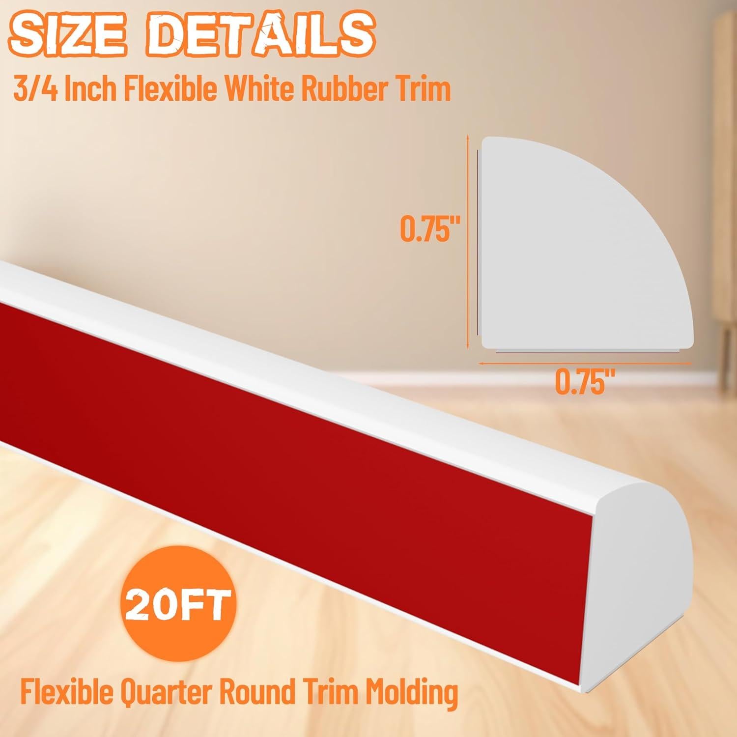 Moldura de goma flexible autoadhesiva Lauyeboho 6.1m blanca