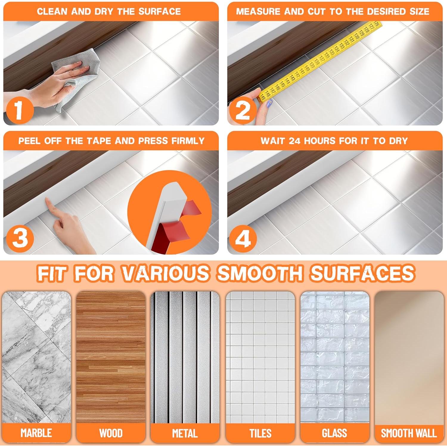 Moldura de goma flexible autoadhesiva Lauyeboho 6.1m blanca