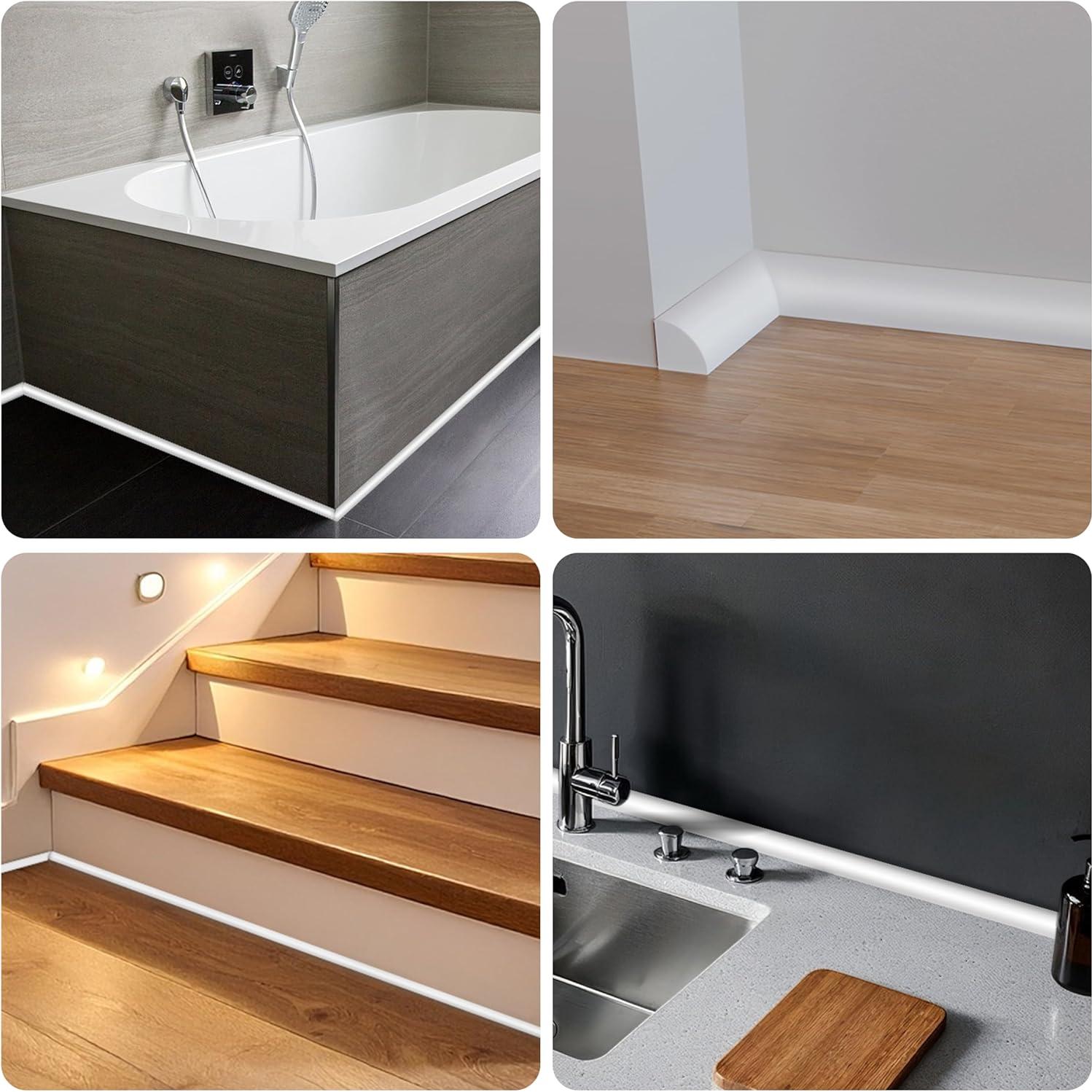 Moldura de goma flexible autoadhesiva Lauyeboho 6.1m blanca