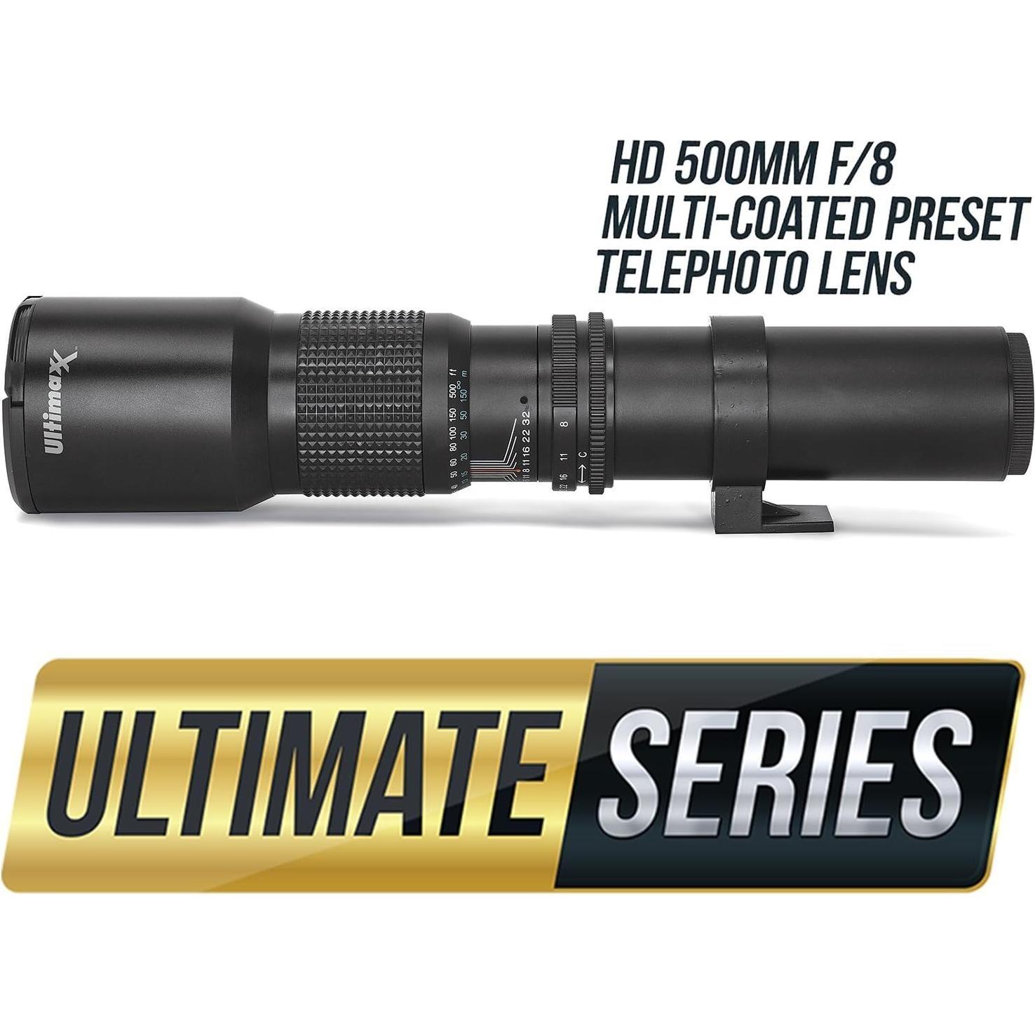 Lente Telefoto Ultimaxx 500mm f/8 para Cámaras Canon DSLR