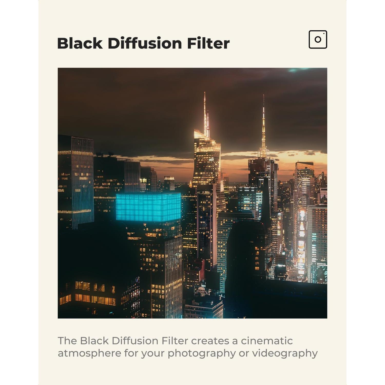 K&F CONCEPT 37mm Black Diffusion 1/4 Filter Mist Cinematic Effect Filter with 28 Multi-Layer Coatings Waterproof/Scratch Resistant for Video/Vlog/Portrait Photography