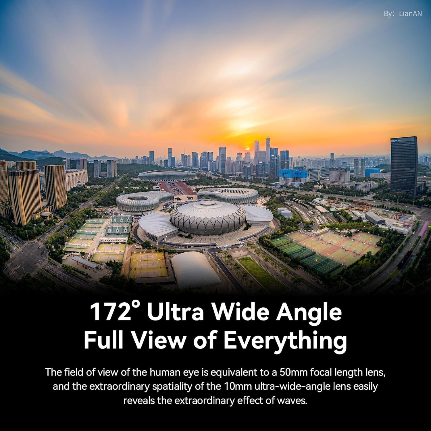 10mm F5.6 Fisheye Lens for Olympus Lumix M43 Mount Mirrorless Cameras, Manual Focus Prime Ultra-Wide Angle APS-C Lens Fit for G7,GX85,GX9,G95,GH5,GH6,G100,G9(Black)