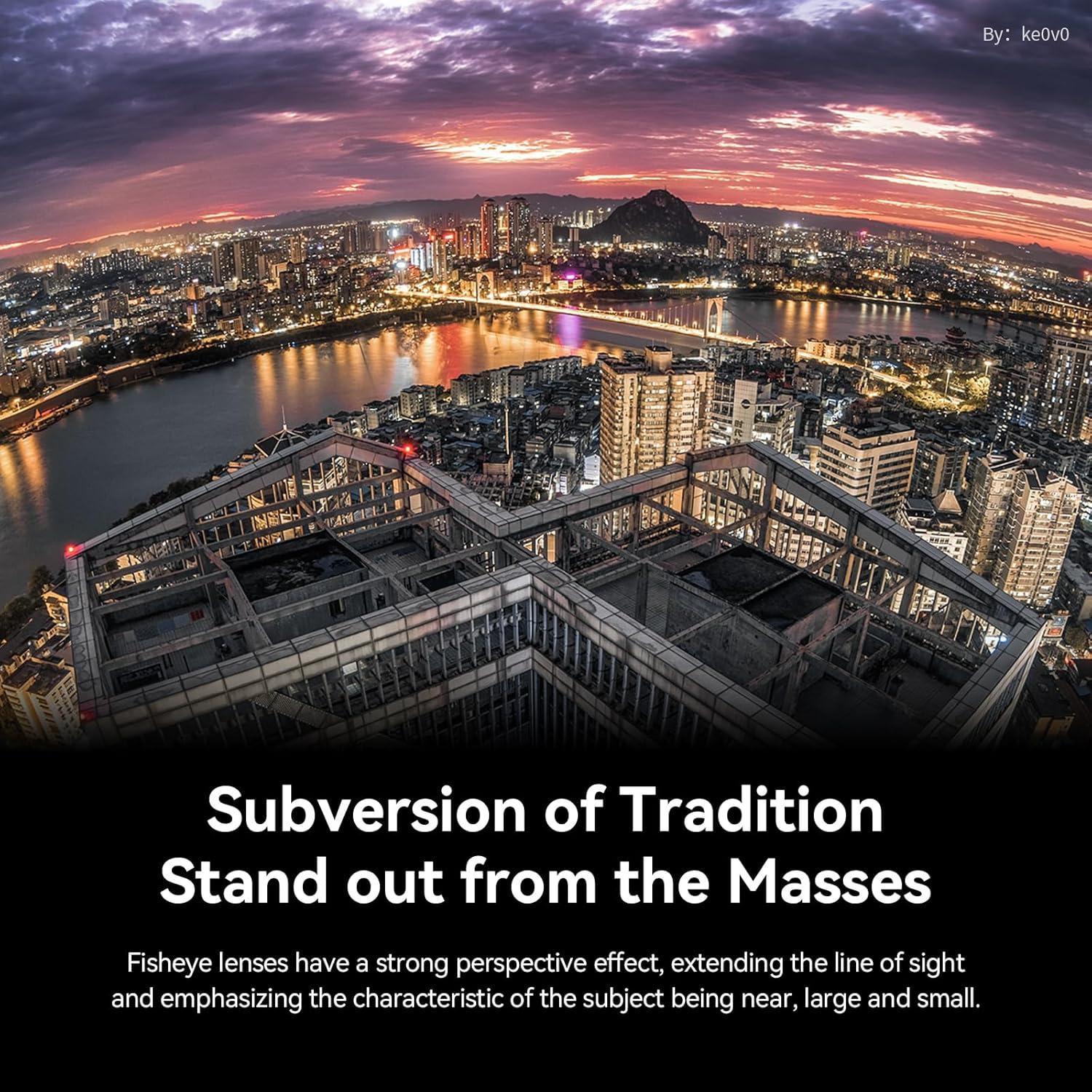 10mm F5.6 Fisheye Lens for Olympus Lumix M43 Mount Mirrorless Cameras, Manual Focus Prime Ultra-Wide Angle APS-C Lens Fit for G7,GX85,GX9,G95,GH5,GH6,G100,G9(Black)