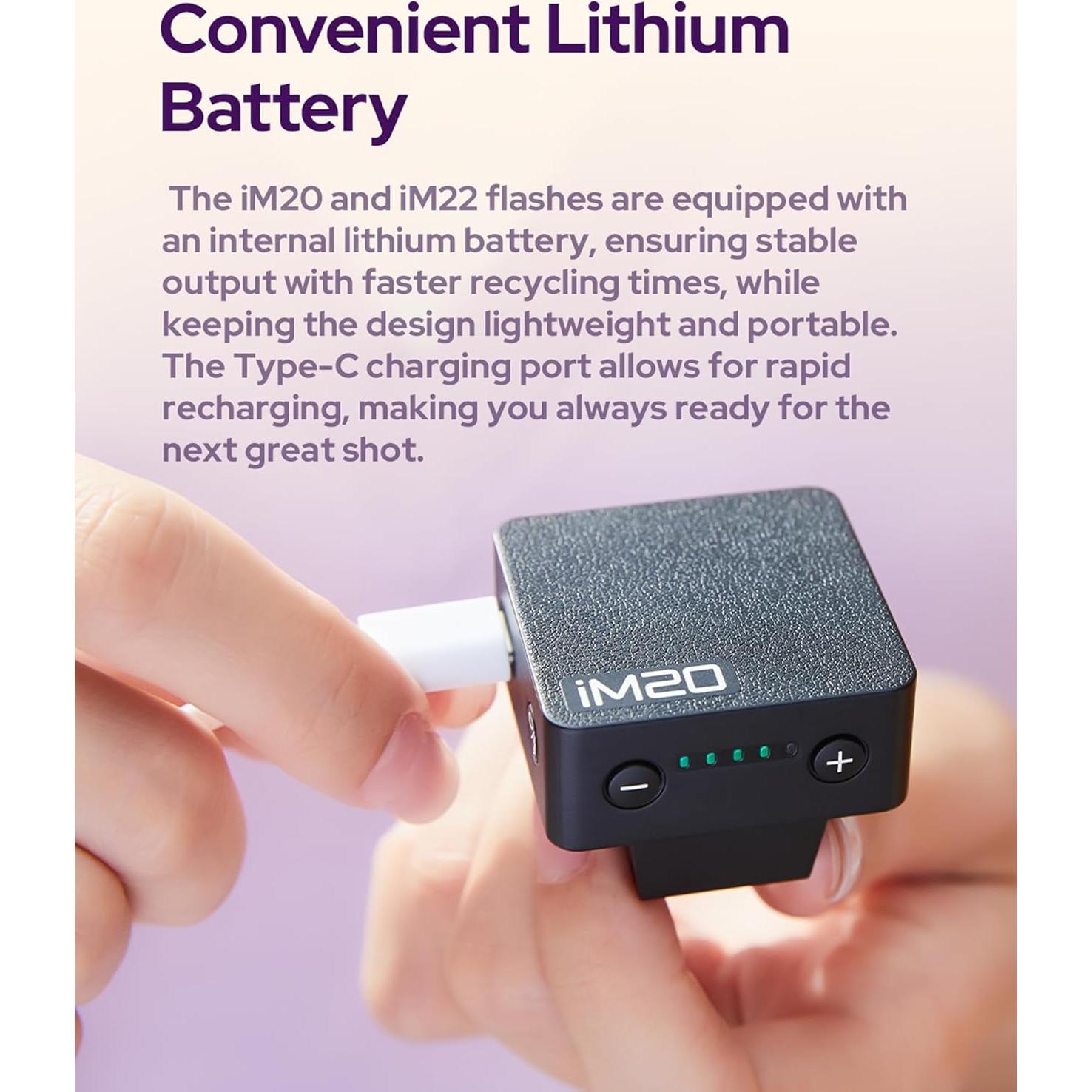 Flash de Cámara Godox iM20, 440 Flashes, Batería de Litio