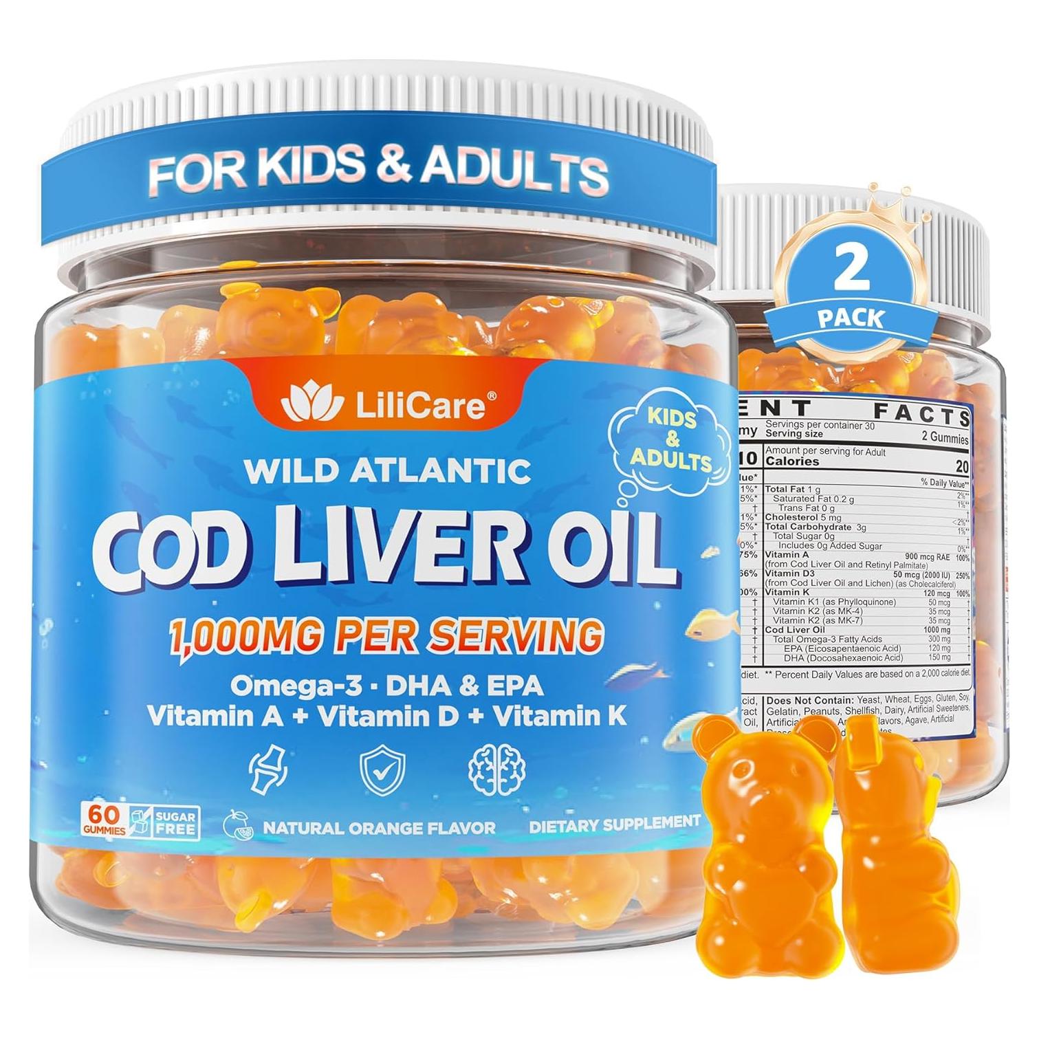 Gomitas de Aceite de Hígado de Bacalao LILICARE 1000mg 120 Unidades