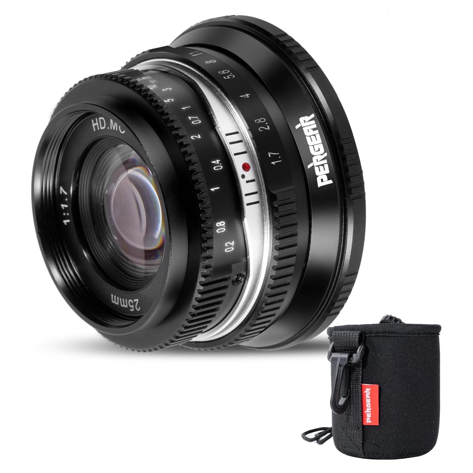 Lente Manual Pergear 25mm F1.7 para Cámaras Fuji X - Negro