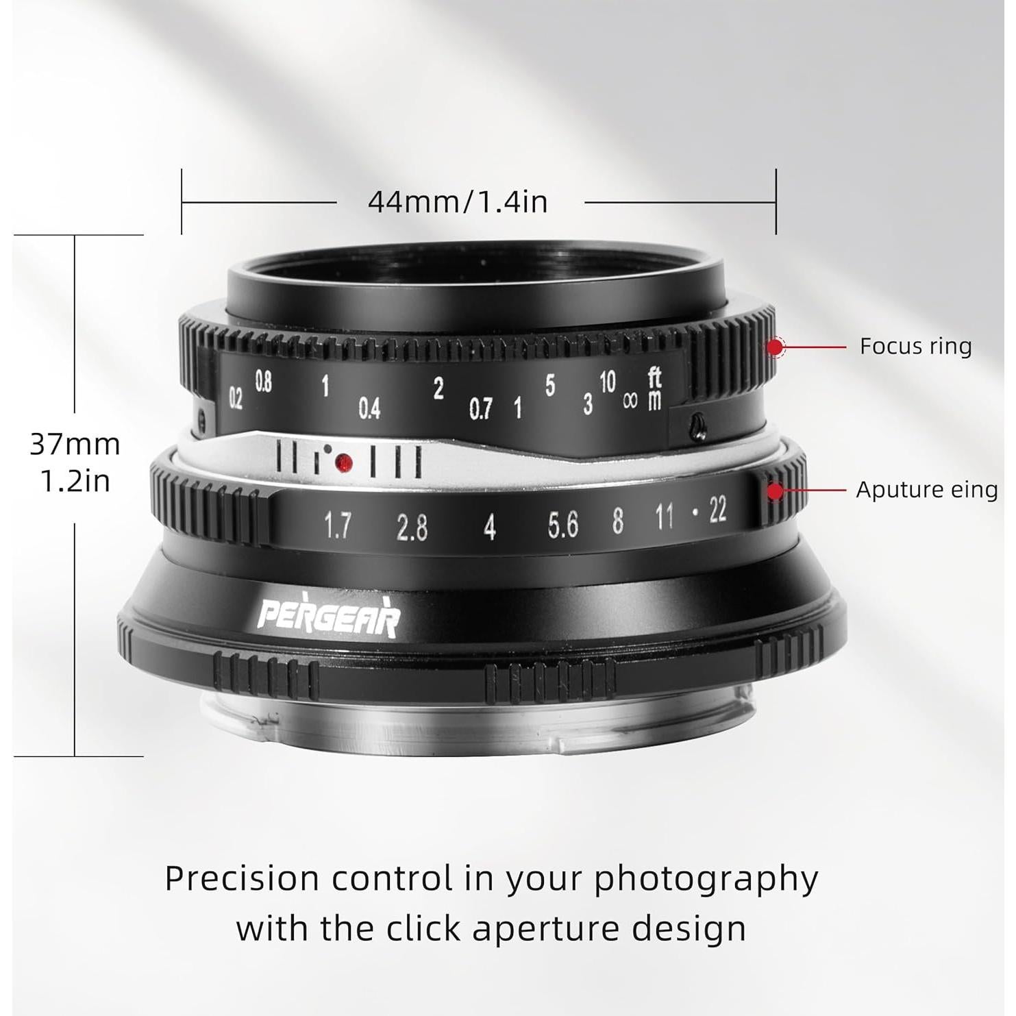 Lente Manual Pergear 25mm F1.7 para Cámaras Fuji X - Negro