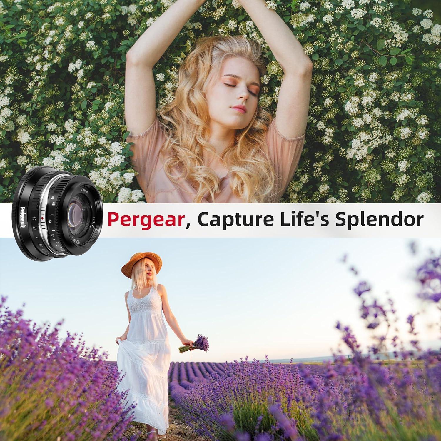 Lente Manual Pergear 25mm F1.7 para Cámaras Fuji X - Negro