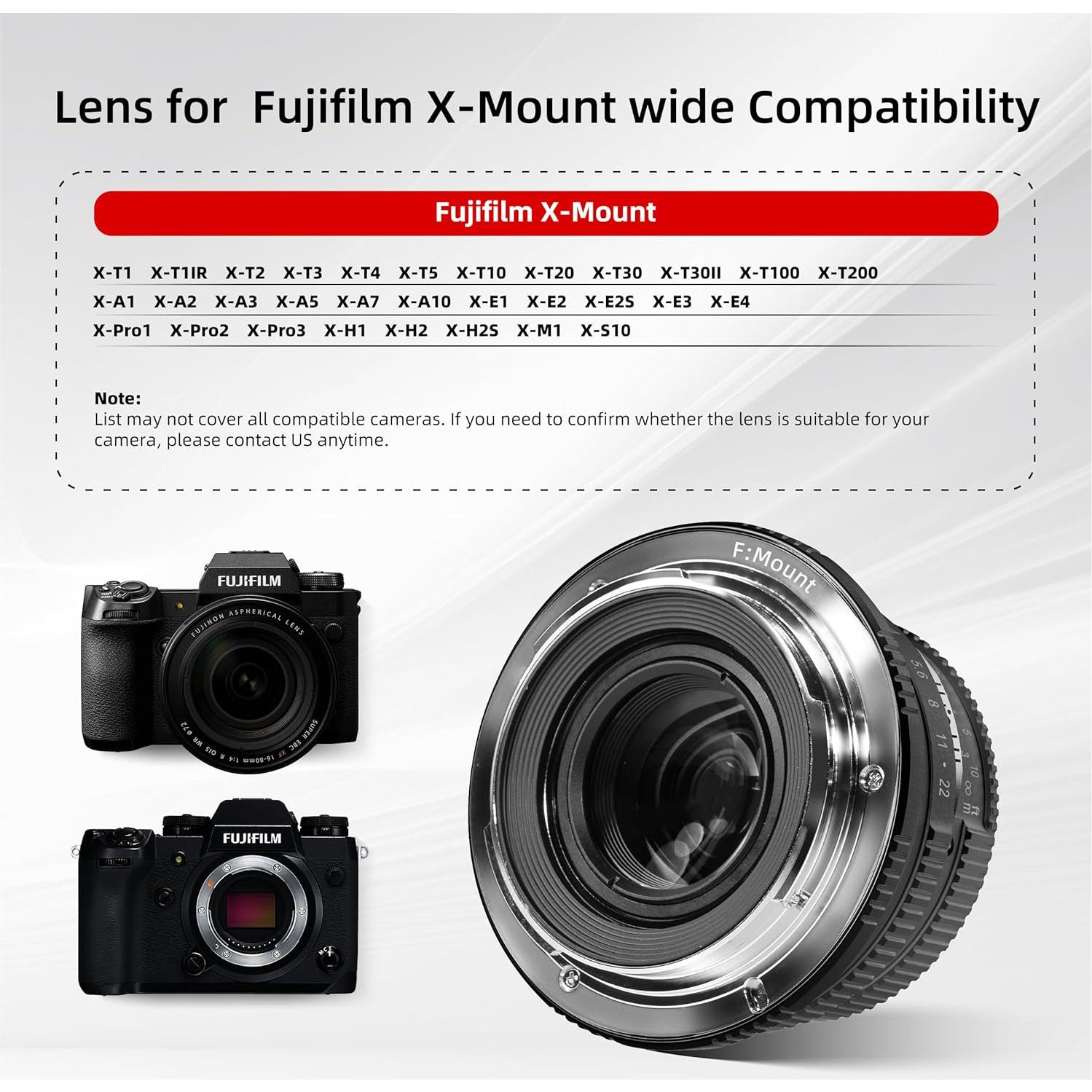 Lente Manual Pergear 25mm F1.7 para Cámaras Fuji X - Negro