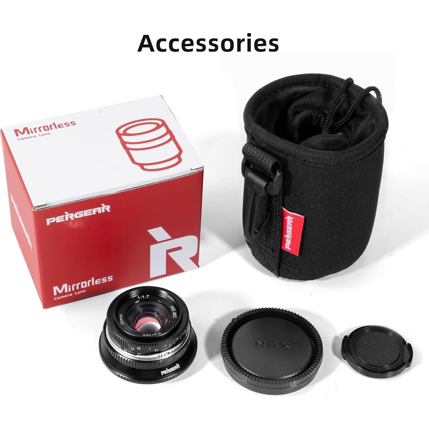 Lente Manual Pergear 25mm F1.7 para Cámaras Fuji X - Negro