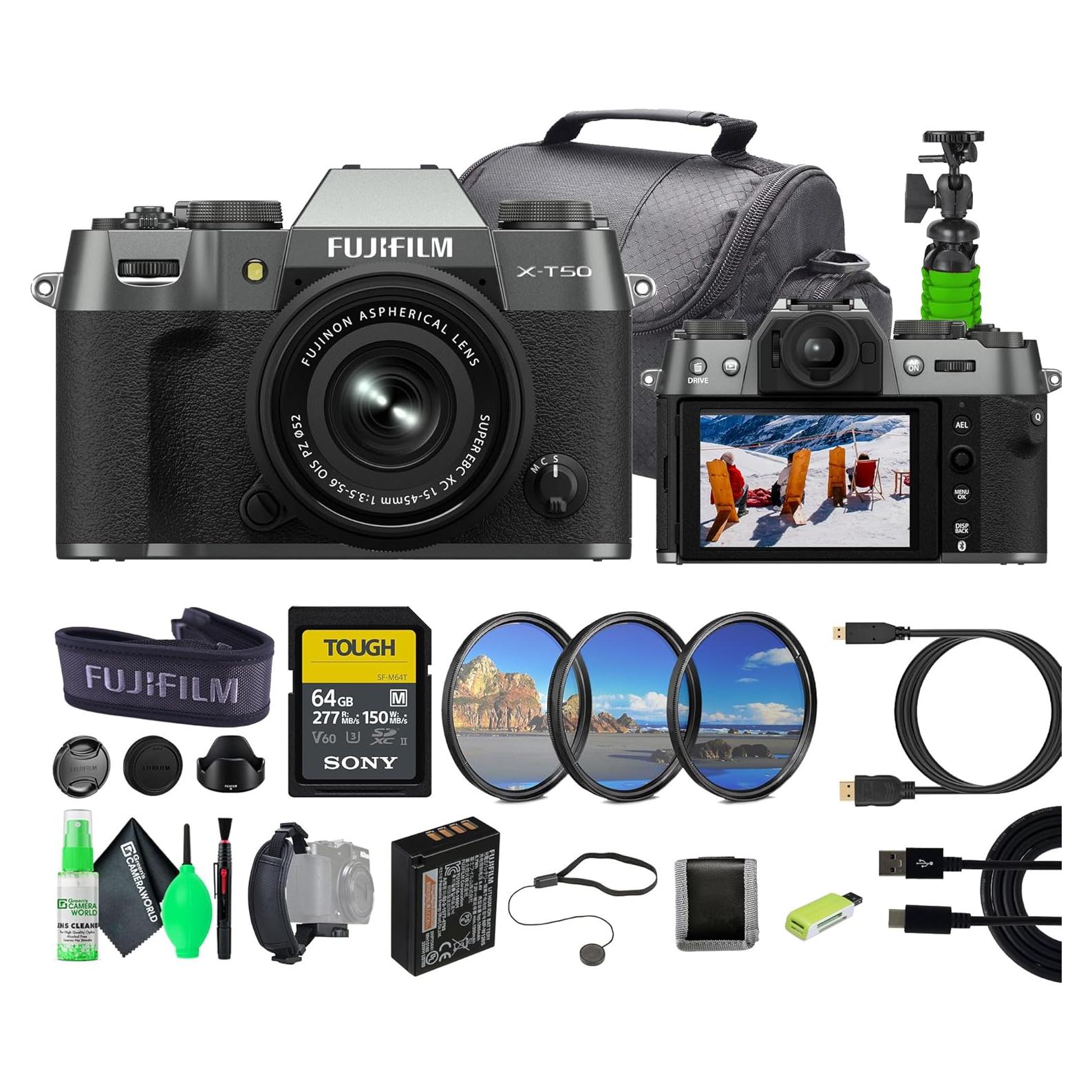 Cámara Digital Sin Espejo Fujifilm X-T50 Kit Lente 15-45mm - Plata Carbón