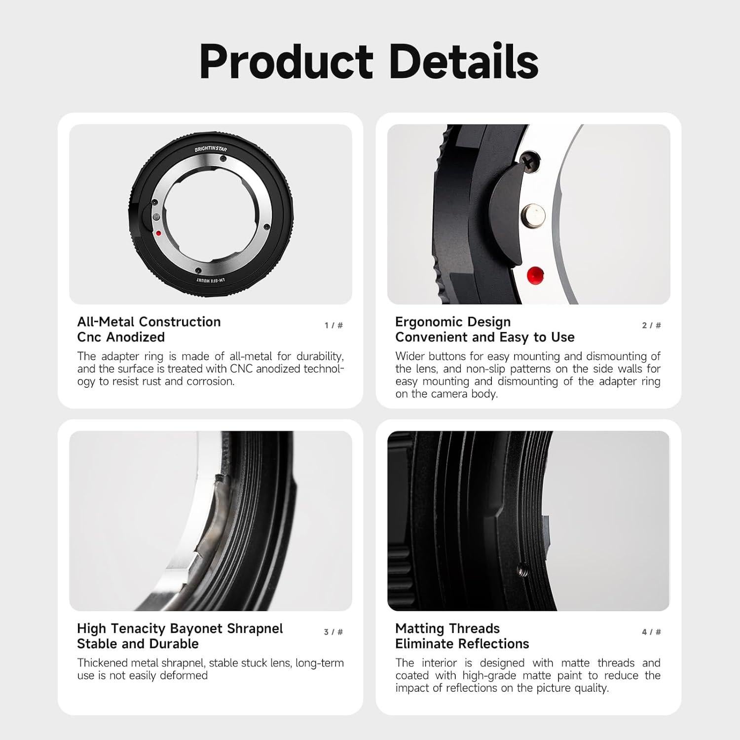 LCM-GFX Adapter Converter Ring for Leica M Mount Lens to Fuji GFX Mount Camera