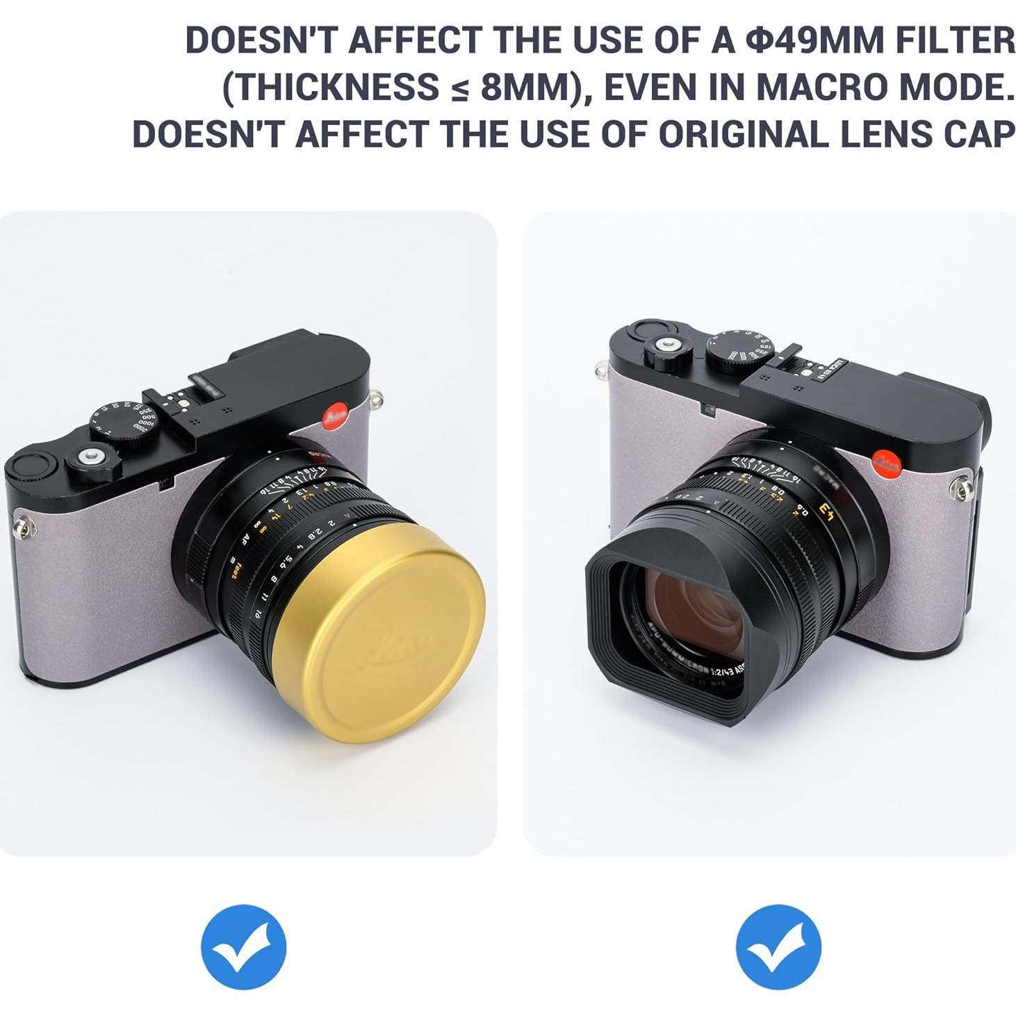 Capucha de lente cuadrada de metal Jinjiacheng para Leica Q3 43/Q2