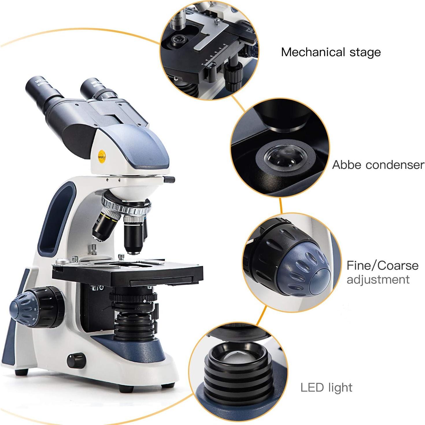 Microscopio SWIFT SW380B 40X-2500X con Cámara 5MP y Diapositivas