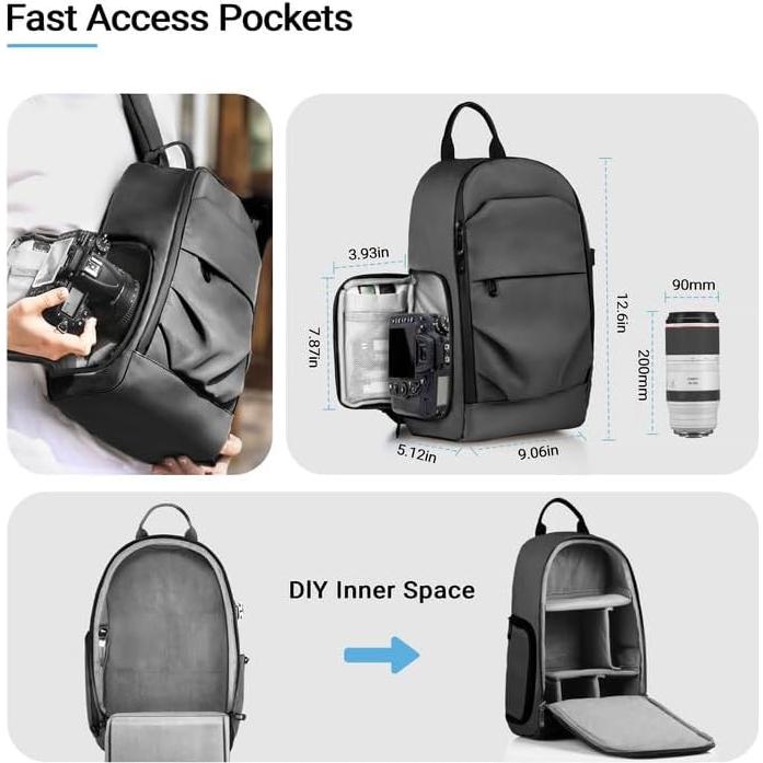 Bolsa de Mensajero TAAOKA para Fotógrafo Negra 32x23x13 cm