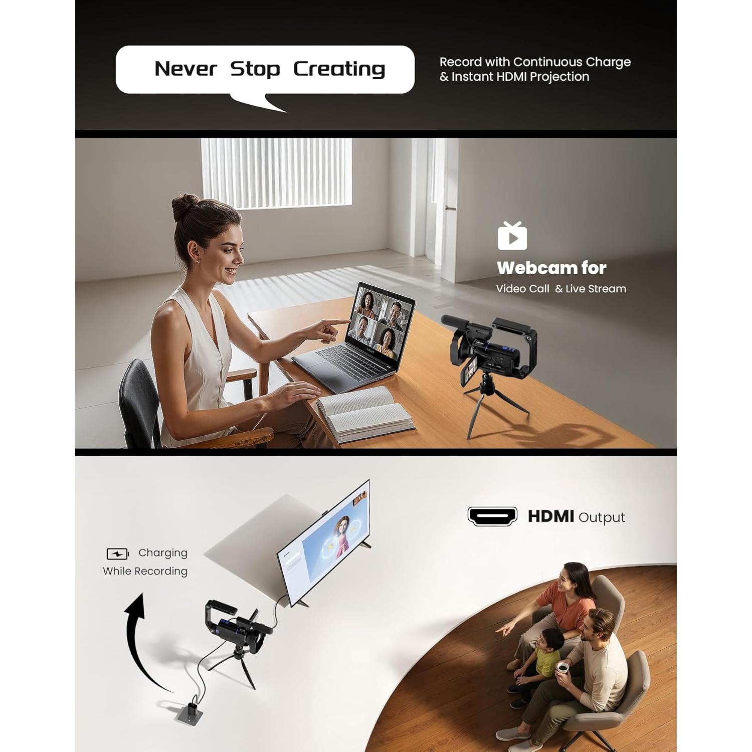 Cámara de Video 5K BREGOO con Pantalla Táctil 3" y Zoom 16X