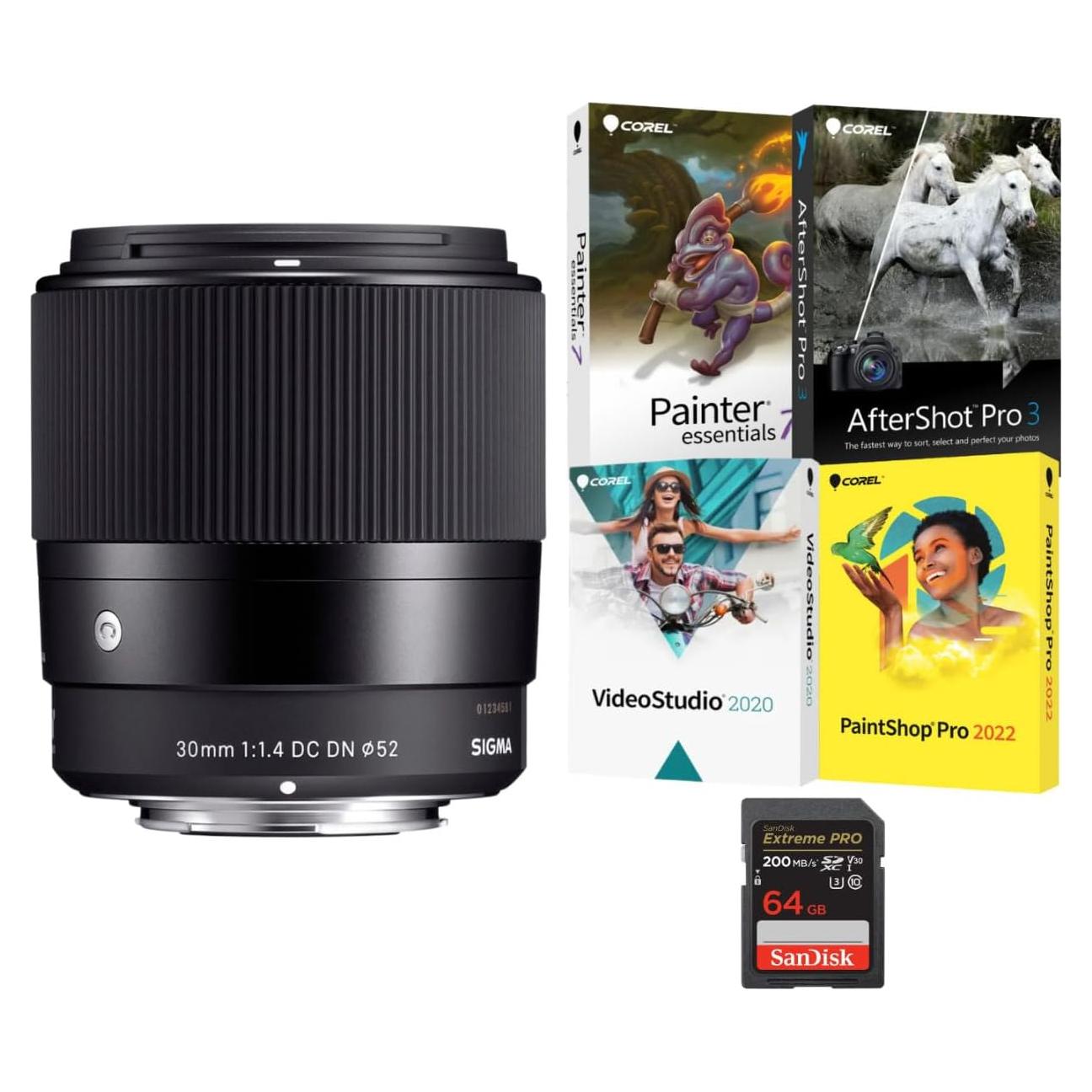 Lente Sigma 30mm f/1.4 DC DN Contemporánea Montura L + Software y Tarjeta 64GB