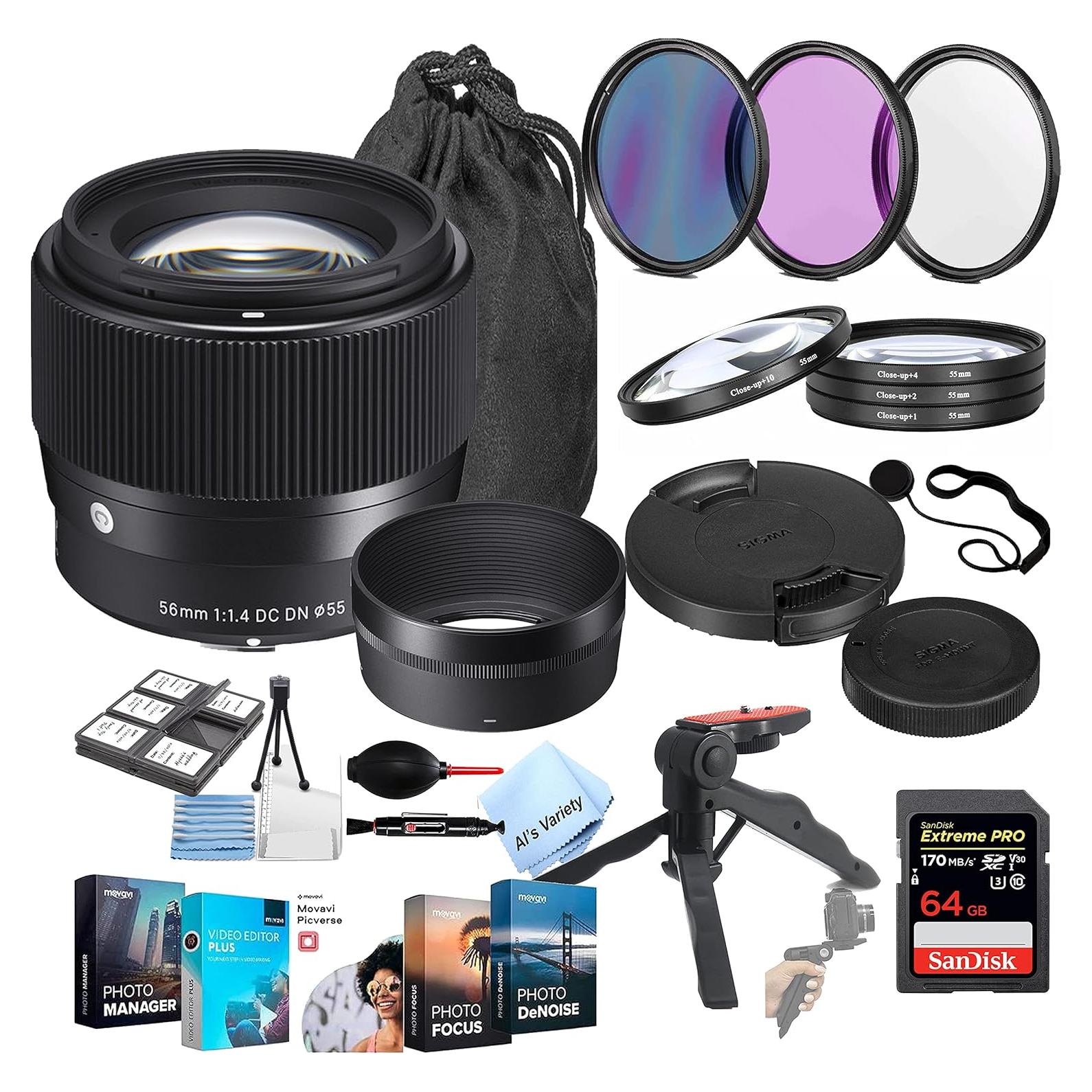 Lente Sigma 56mm f/1.4 DC DN Contemporáneo para Sony E + Tarjeta SD 64GB